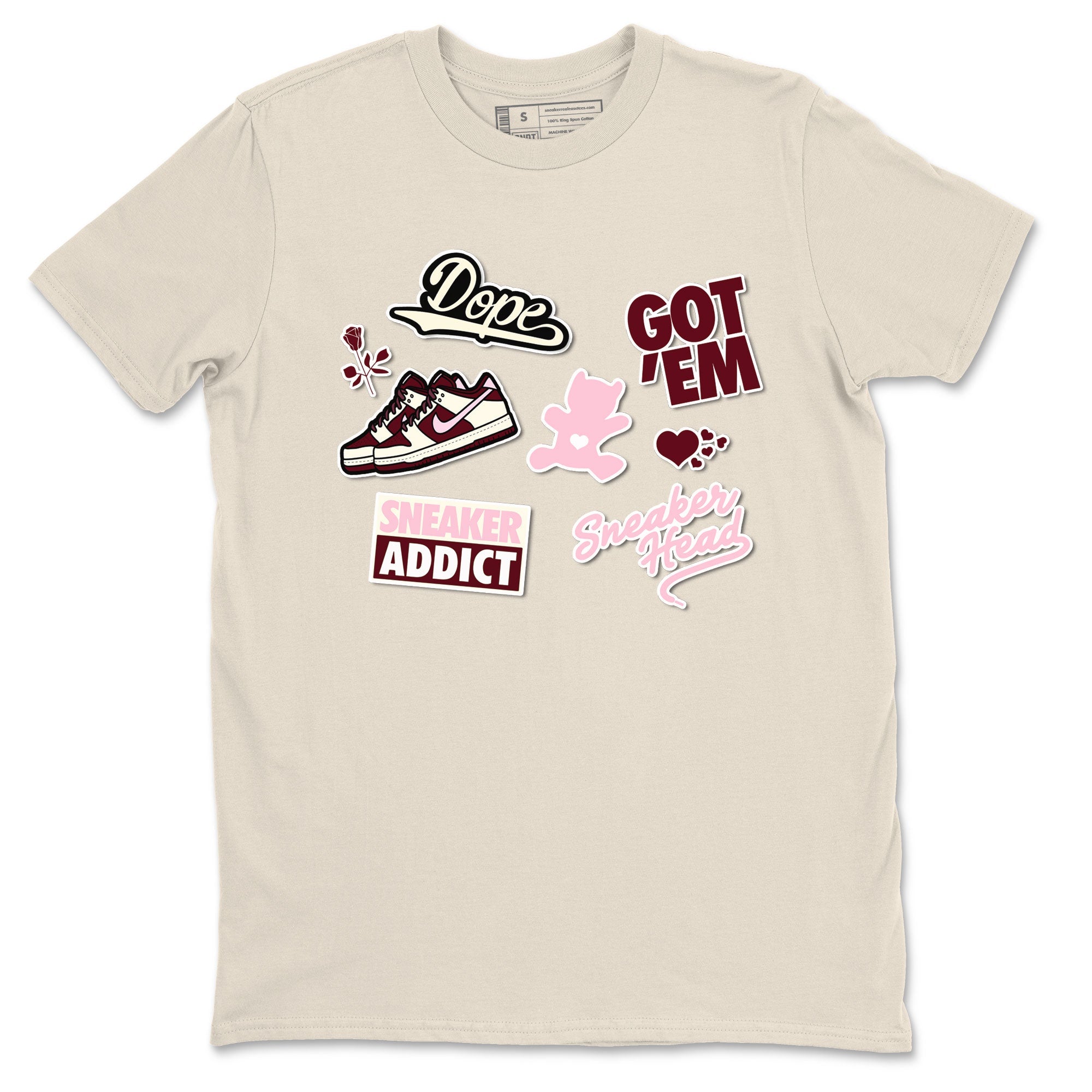 Dunk Valentine's Day shirt to match jordans Sneakerhead Sticker sneaker tees Dunk Valentines Day Drip Gear Zone Sneaker Matching Cotton Shirt unisex cotton Natural 2 crew neck shirt