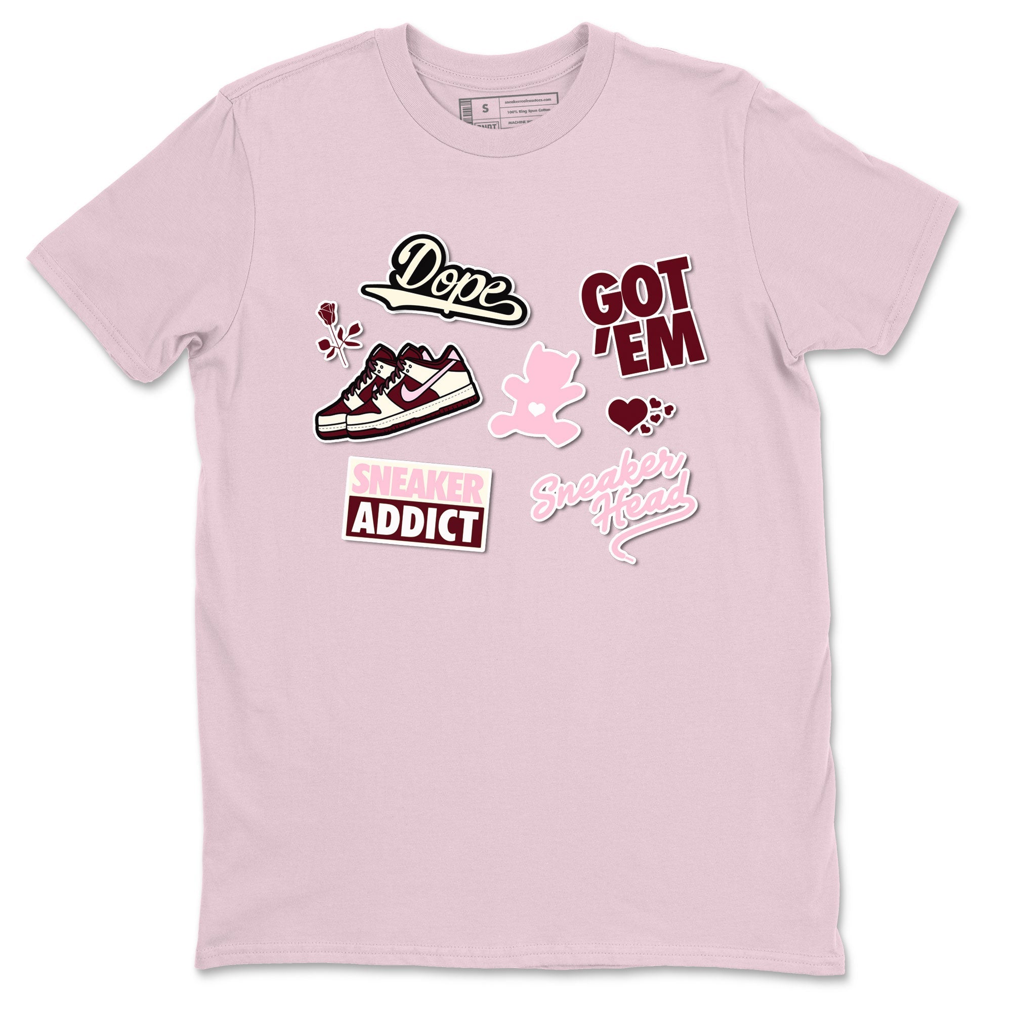Dunk Valentine's Day shirt to match jordans Sneakerhead Sticker sneaker tees Dunk Valentines Day Drip Gear Zone Sneaker Matching Cotton Shirt unisex cotton Pink 2 crew neck shirt