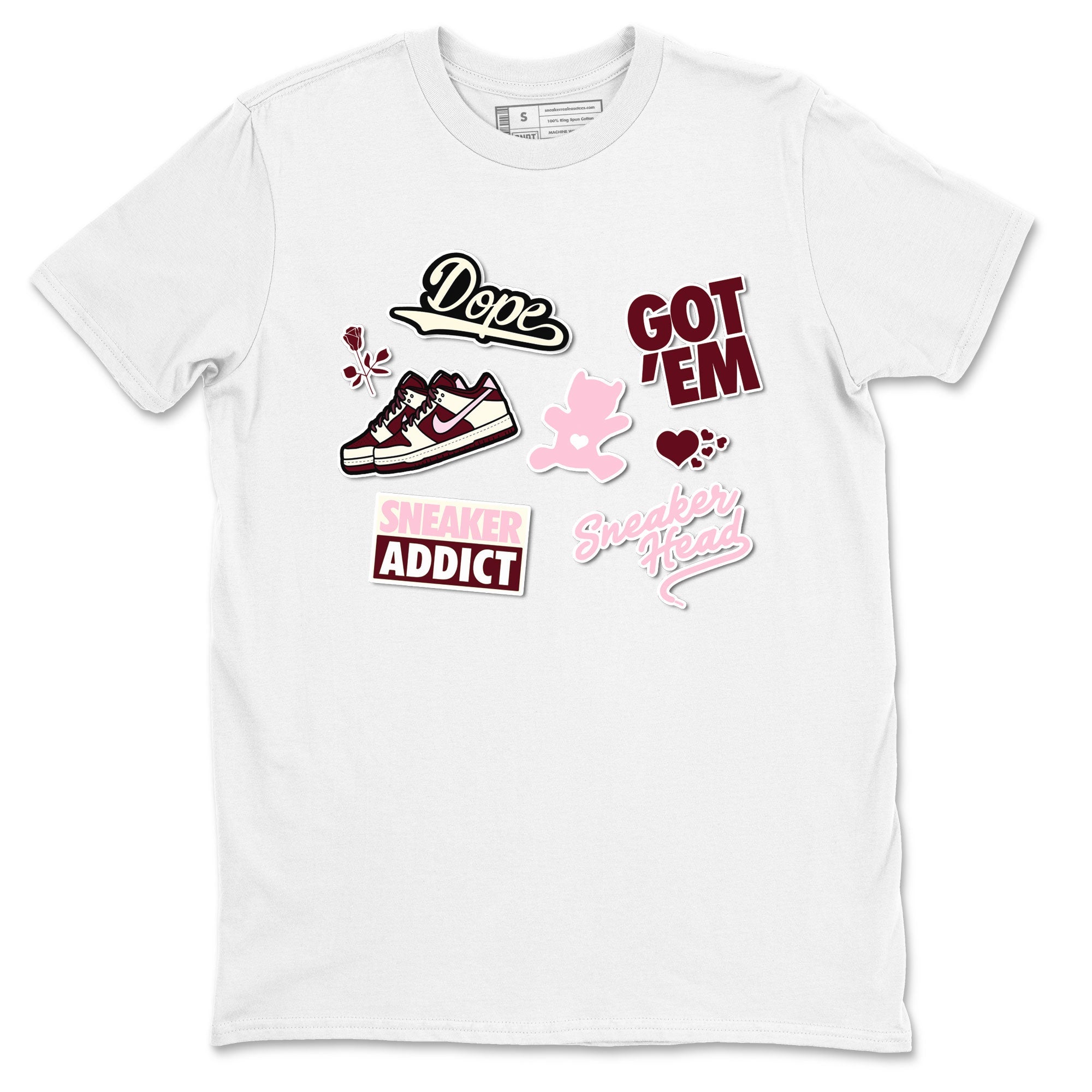 Dunk Valentine's Day shirt to match jordans Sneakerhead Sticker sneaker tees Dunk Valentines Day Drip Gear Zone Sneaker Matching Cotton Shirt unisex cotton White 2 crew neck shirt