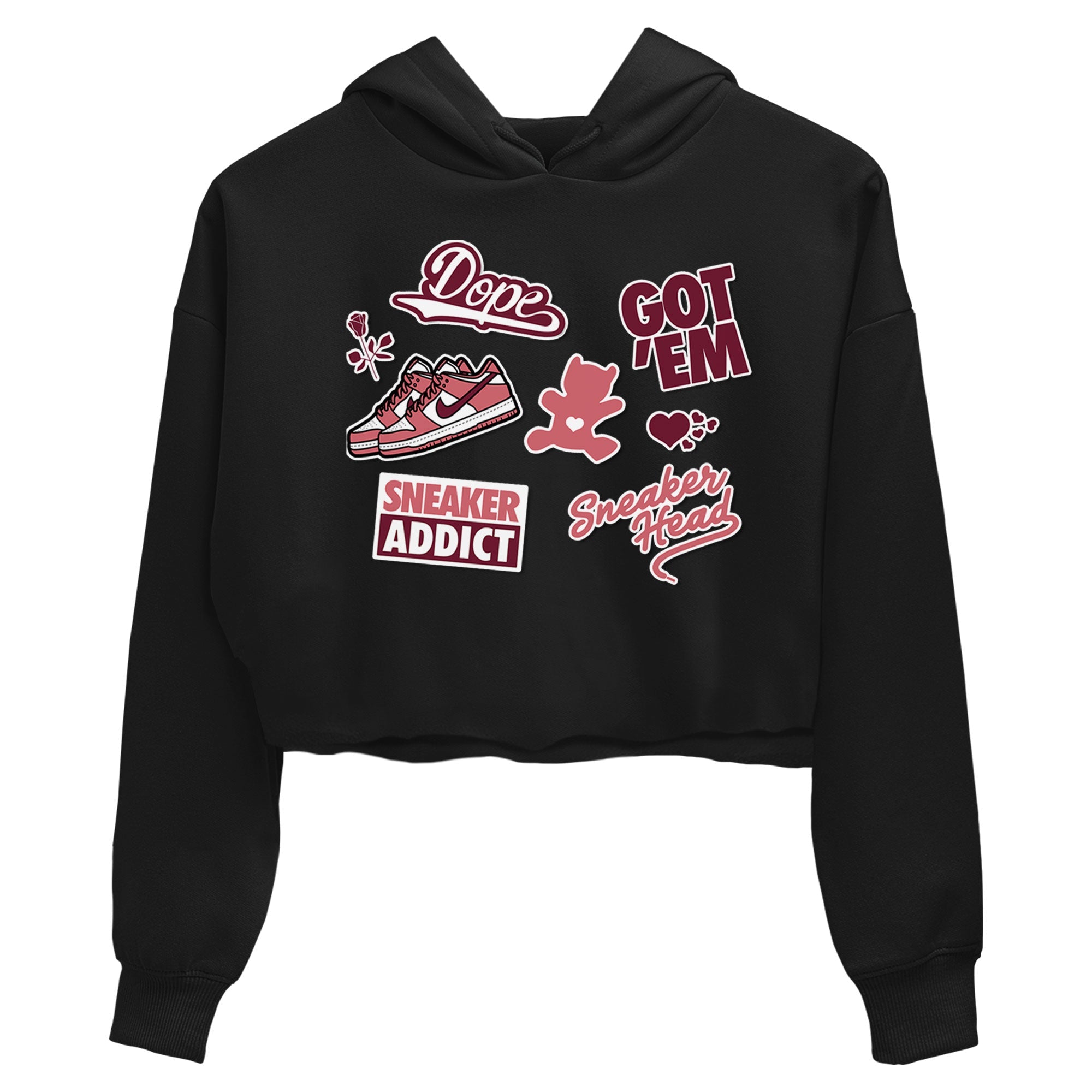 Dunk Low Valentines Day shirt to match jordans Sneakerhead Sticker sneaker tees Dunk Valentine's Day Drip Gear Zone Sneaker Matching Cotton Shirt Black 2 crop length shirt
