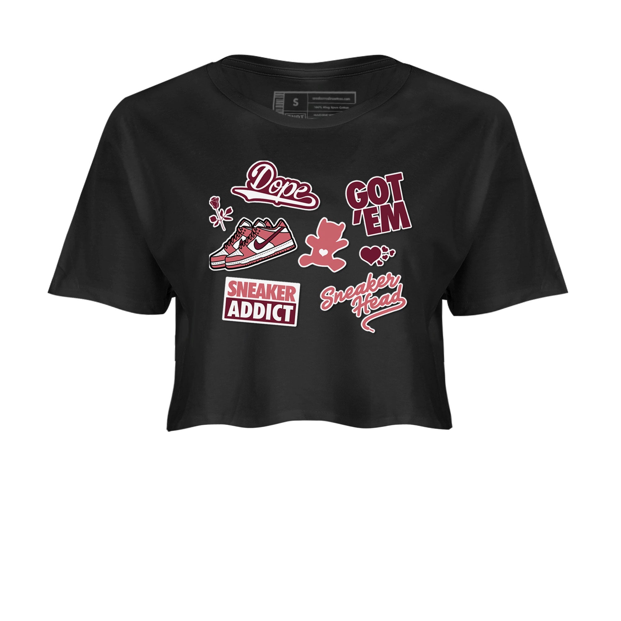 Dunk Low Valentines Day shirt to match jordans Sneakerhead Sticker sneaker tees Dunk Valentine's Day Drip Gear Zone Sneaker Matching Cotton Shirt Black 2 crop length shirt