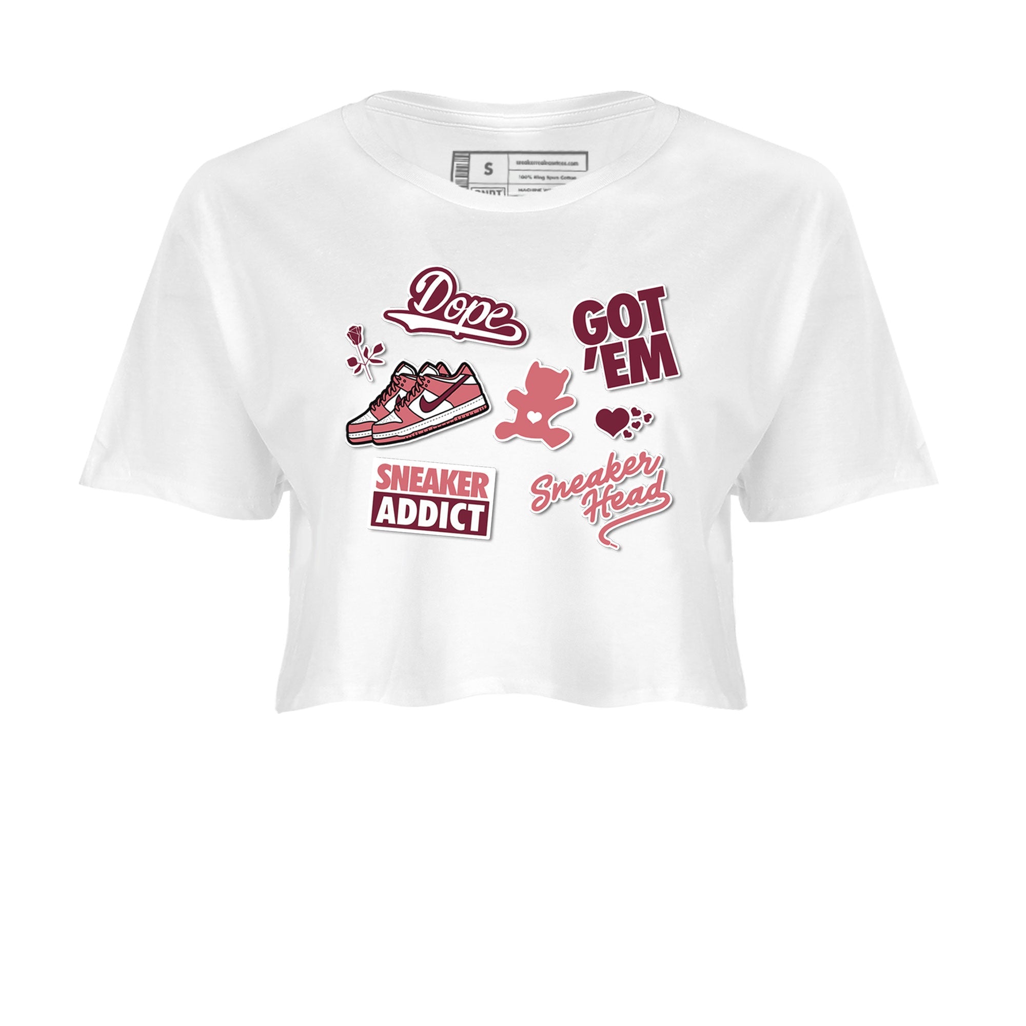 Dunk Low Valentines Day shirt to match jordans Sneakerhead Sticker sneaker tees Dunk Valentine's Day Drip Gear Zone Sneaker Matching Cotton Shirt White 2 crop length shirt