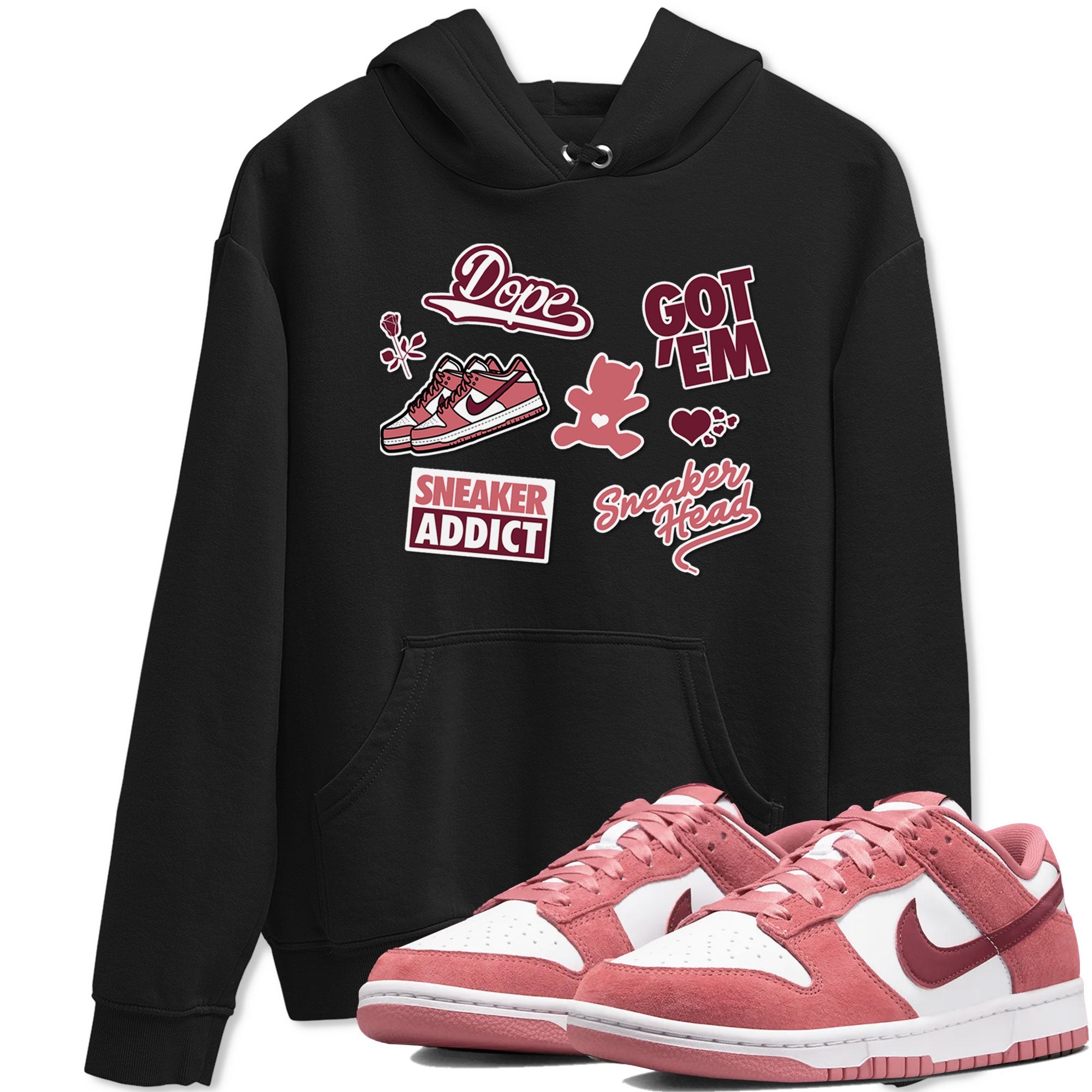 Dunk Low Valentines Day shirt to match jordans Sneakerhead Sticker sneaker tees Dunk Valentine's Day Drip Gear Zone Sneaker Matching Cotton Shirt unisex cotton Black 1 crew neck shirt