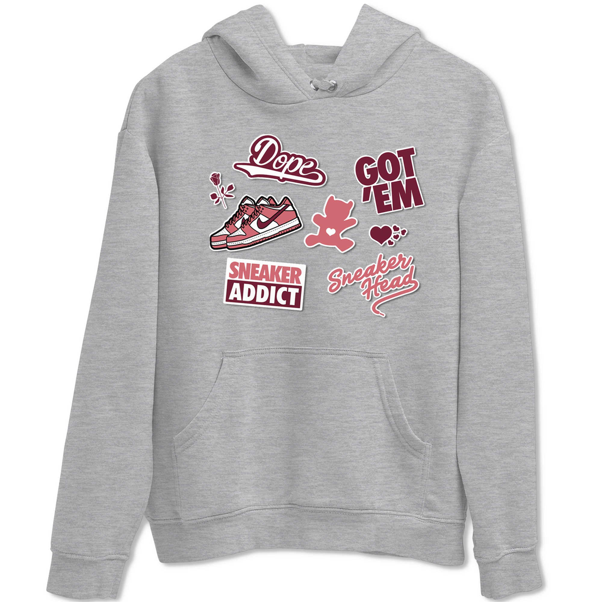 Dunk Low Valentines Day shirt to match jordans Sneakerhead Sticker sneaker tees Dunk Valentine's Day Drip Gear Zone Sneaker Matching Cotton Shirt unisex cotton Heather Grey 2 crew neck shirt