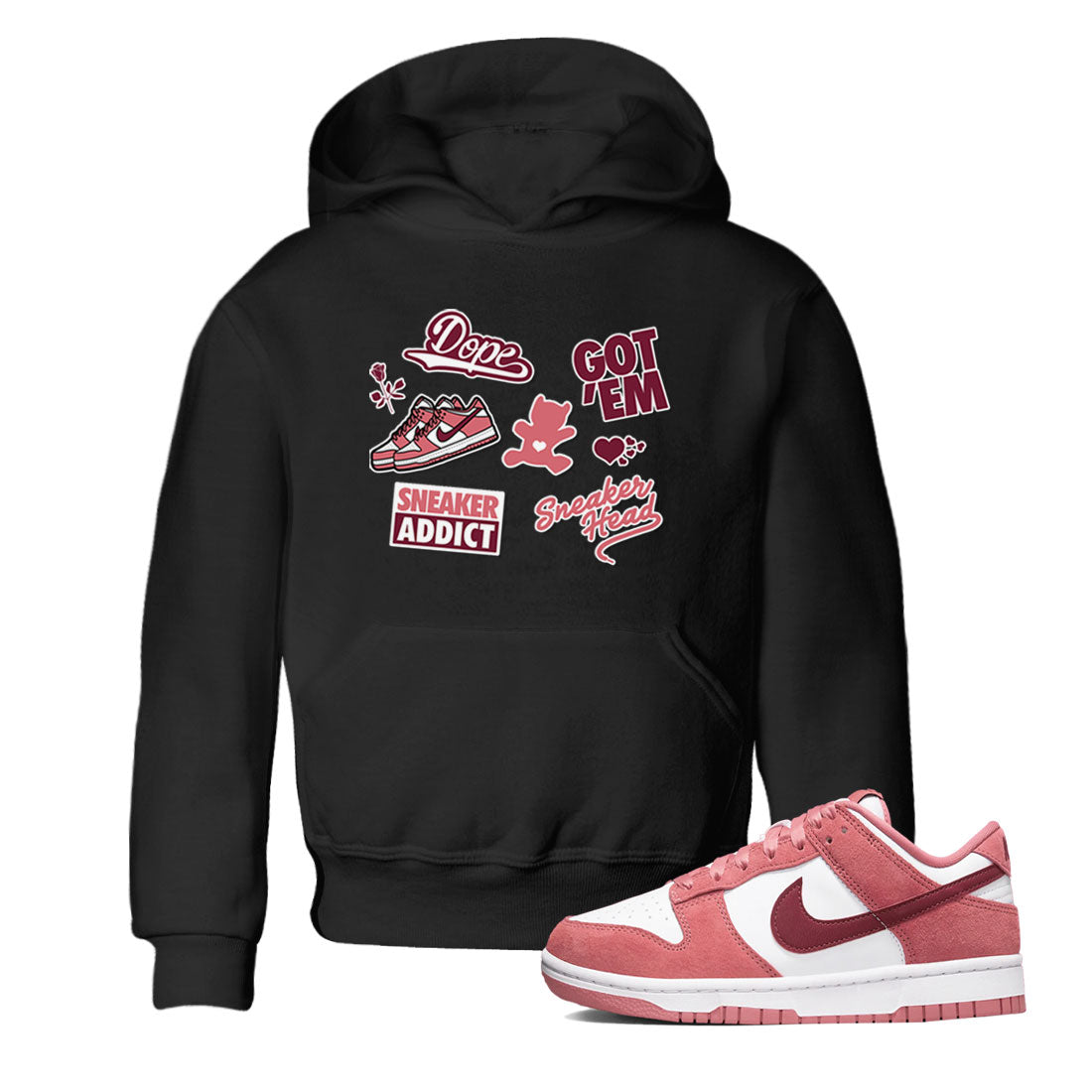 Dunk Low Valentines Day shirt to match jordans Sneakerhead Sticker sneaker tees Dunk Valentine's Day Drip Gear Zone Sneaker Matching Cotton Shirt baby toddler Black 1 cotton Shirt