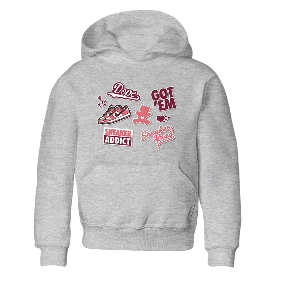 Dunk Low Valentines Day shirt to match jordans Sneakerhead Sticker sneaker tees Dunk Valentine's Day Drip Gear Zone Sneaker Matching Cotton Shirt baby toddler Heather Grey 2 cotton Shirt