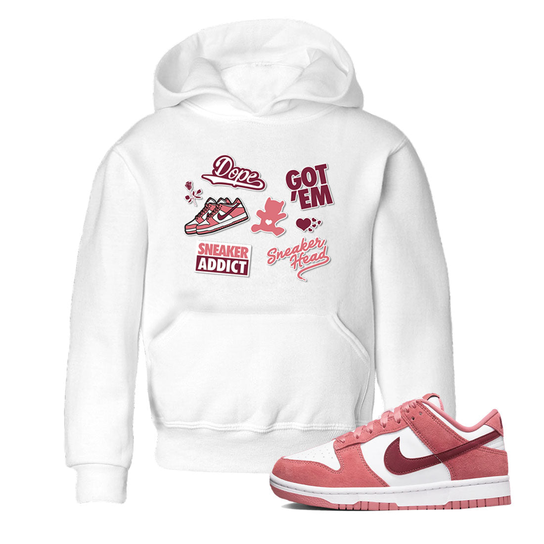 Dunk Low Valentines Day shirt to match jordans Sneakerhead Sticker sneaker tees Dunk Valentine's Day Drip Gear Zone Sneaker Matching Cotton Shirt baby toddler White 1 cotton Shirt