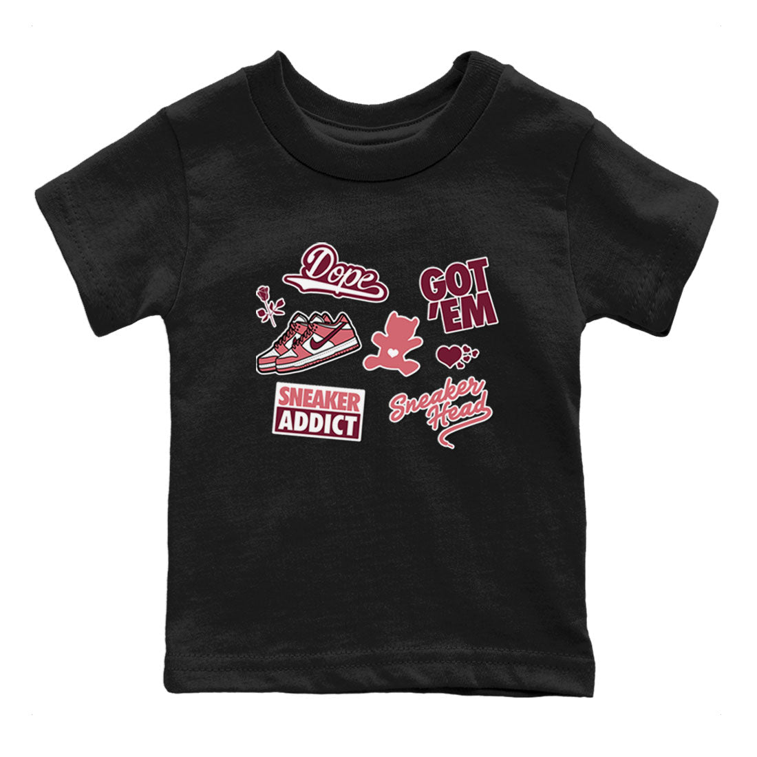 Dunk Low Valentines Day shirt to match jordans Sneakerhead Sticker sneaker tees Dunk Valentine's Day Drip Gear Zone Sneaker Matching Cotton Shirt baby toddler Black 2 cotton Shirt