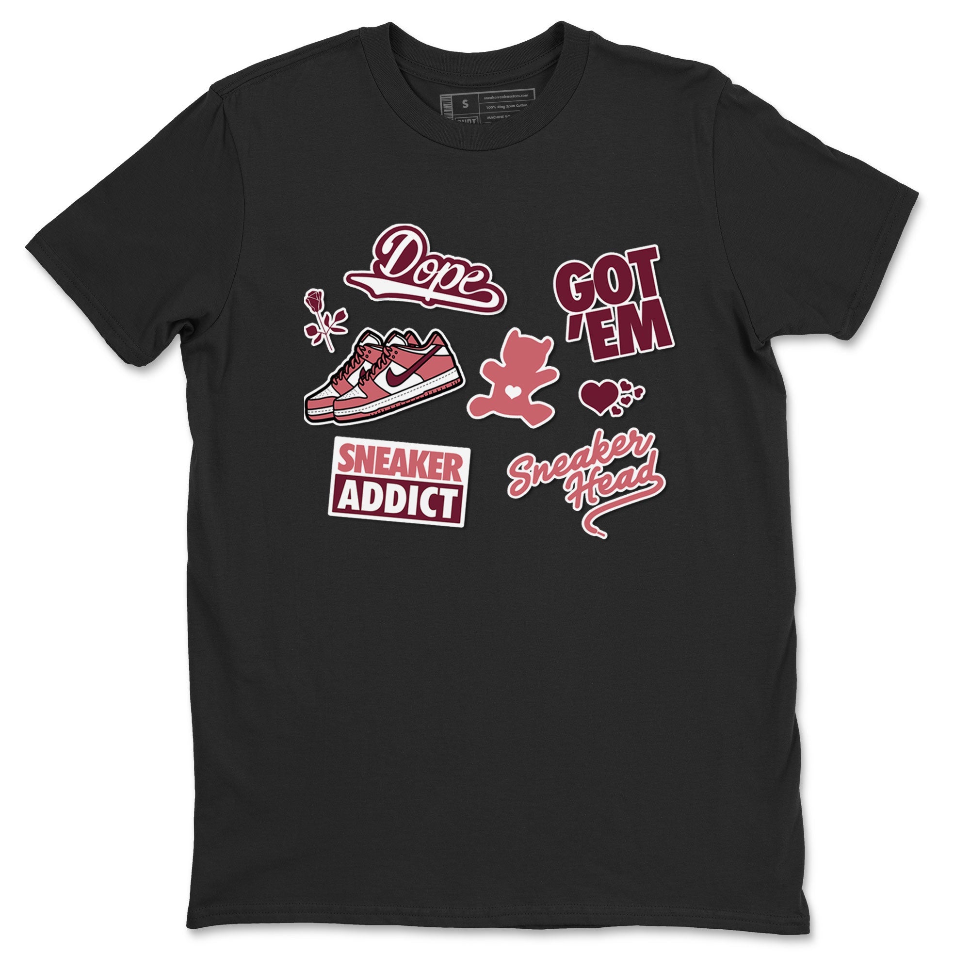 Dunk Low Valentines Day shirt to match jordans Sneakerhead Sticker sneaker tees Dunk Valentine's Day Drip Gear Zone Sneaker Matching Cotton Shirt unisex cotton Black 2 crew neck shirt