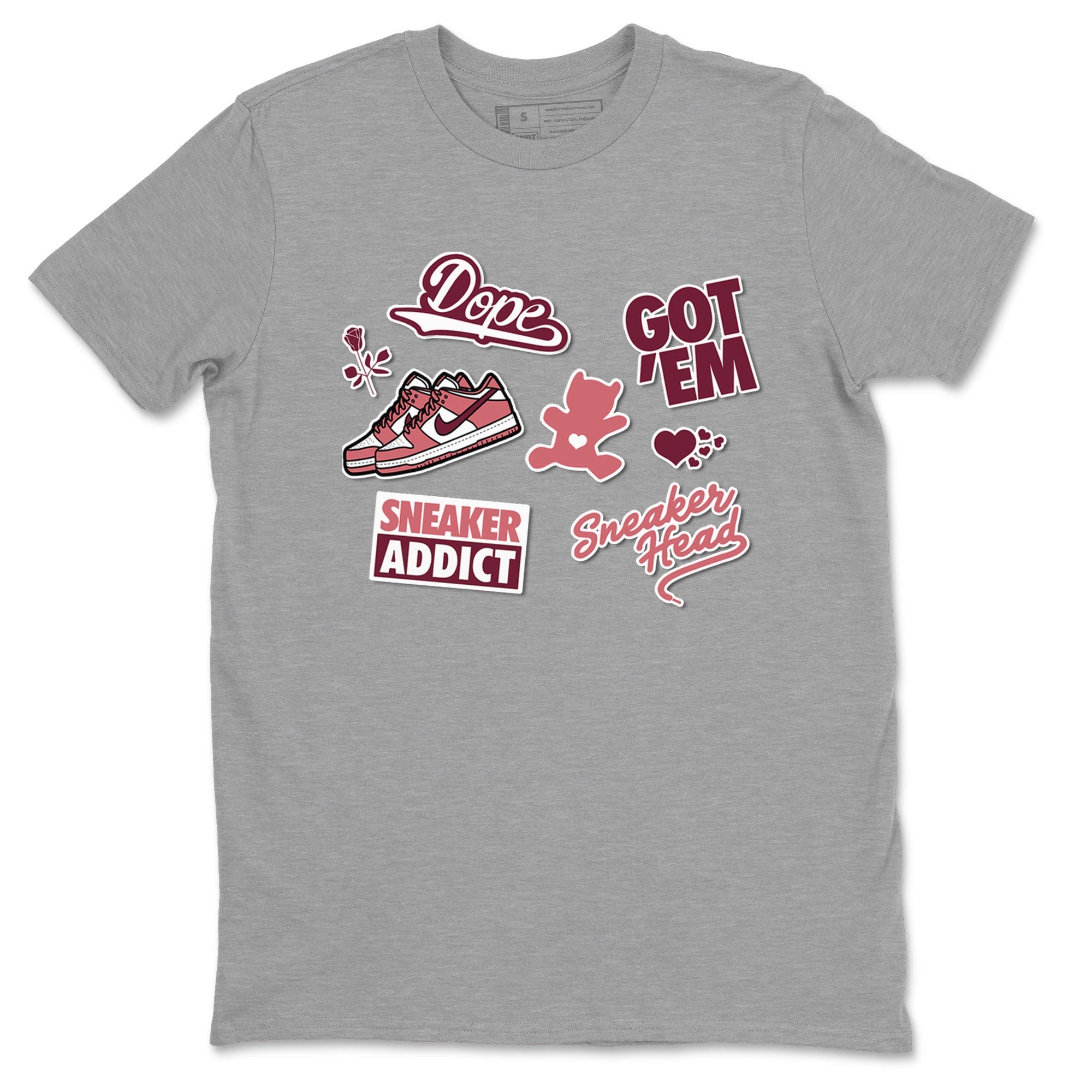 Dunk Low Valentines Day shirt to match jordans Sneakerhead Sticker sneaker tees Dunk Valentine's Day Drip Gear Zone Sneaker Matching Cotton Shirt unisex cotton Heather Grey 2 crew neck shirt