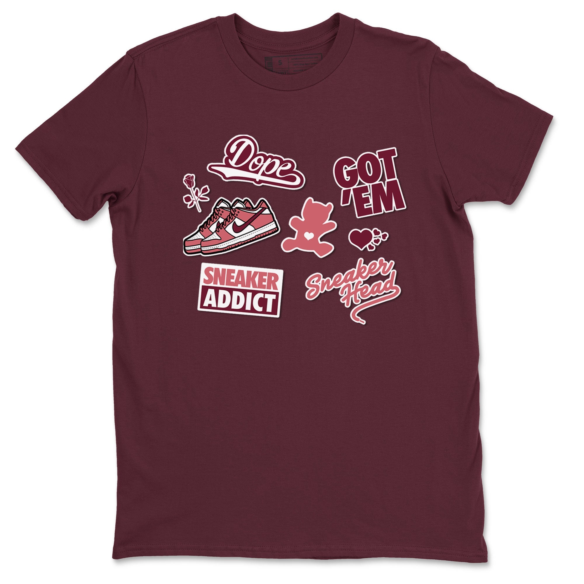 Dunk Low Valentines Day shirt to match jordans Sneakerhead Sticker sneaker tees Dunk Valentine's Day Drip Gear Zone Sneaker Matching Cotton Shirt unisex cotton Maroon 2 crew neck shirt