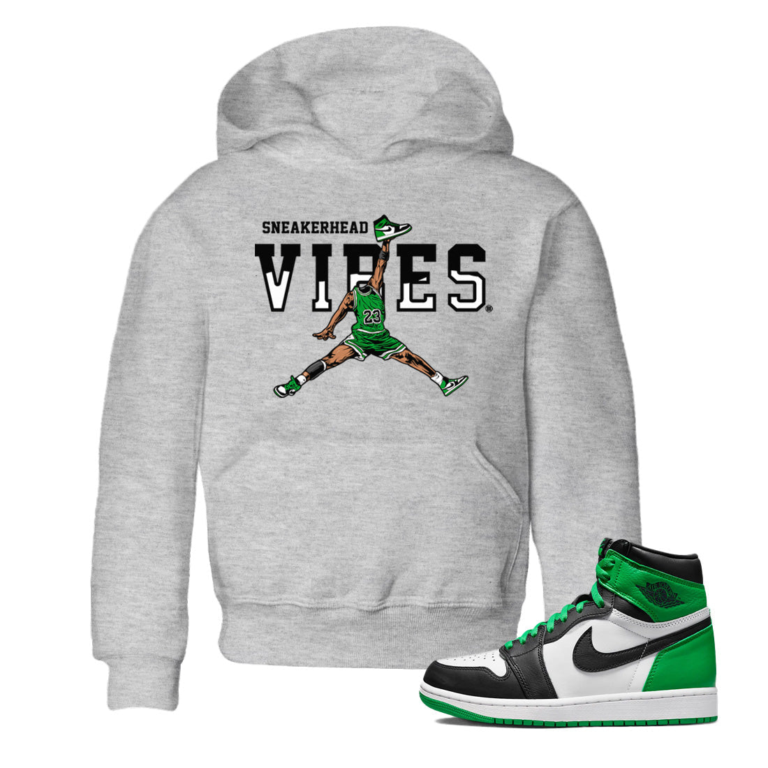 Air Jordan 1 Celtics Sneaker Match Tees Sneakerhead Vibes Streetwear Sneaker Shirt Air Jordan 1 Retro Celtics Sneaker Release Tees Kids Shirts Heather Grey 1