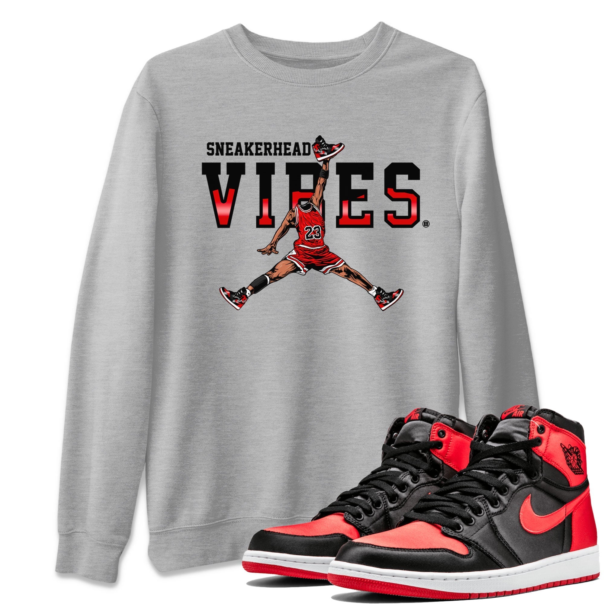Air Jordan 1 Satin Bred shirt to match jordans Sneakerhead Vibes Streetwear Sneaker Shirt Air Jordan 1 Retro Satin Bred Drip Gear Zone Sneaker Matching Clothing Unisex Heather Grey 1 T-Shirt
