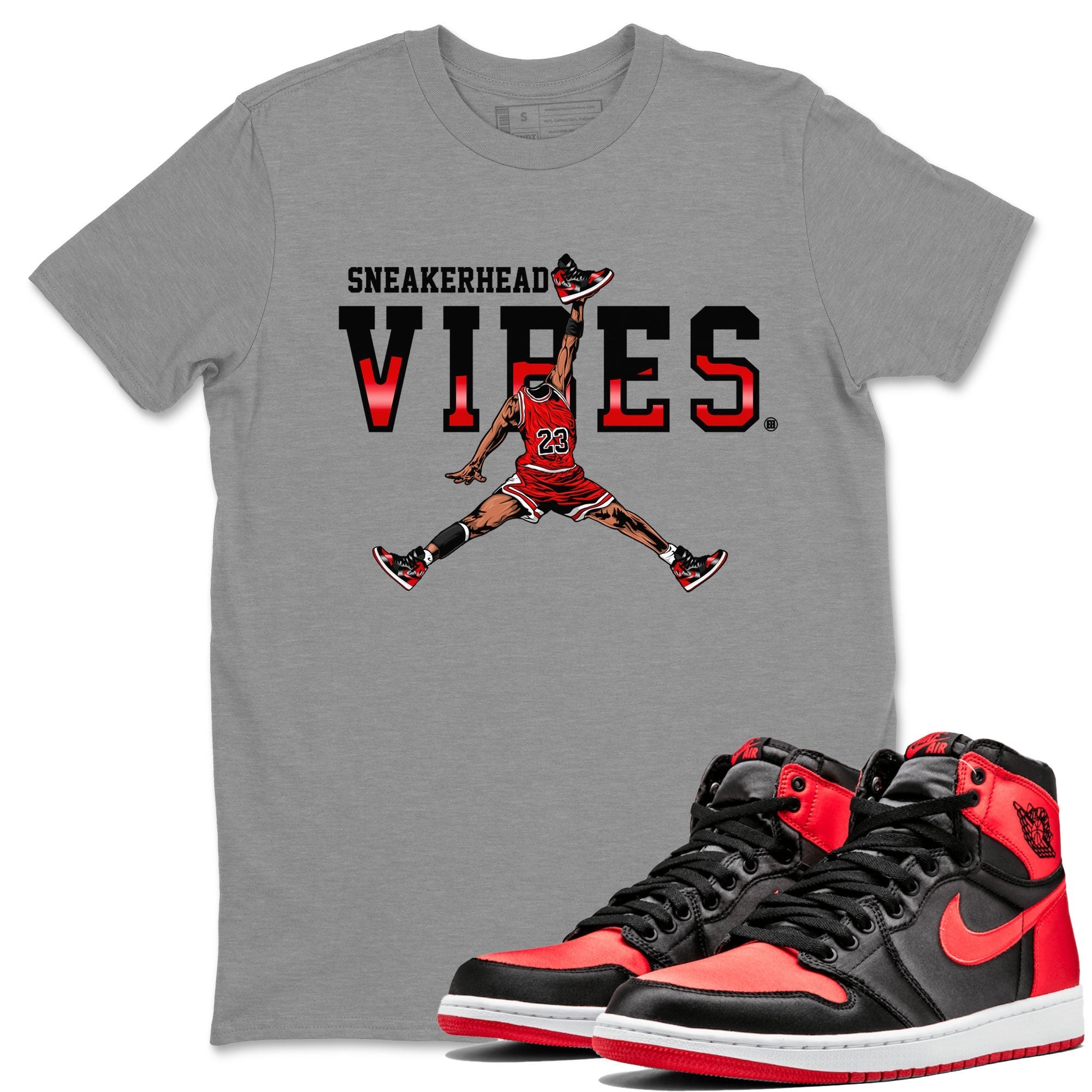 Air Jordan 1 Satin Bred shirt to match jordans Sneakerhead Vibes Streetwear Sneaker Shirt Air Jordan 1 Retro Satin Bred Drip Gear Zone Sneaker Matching Clothing Unisex Heather Grey 1 T-Shirt