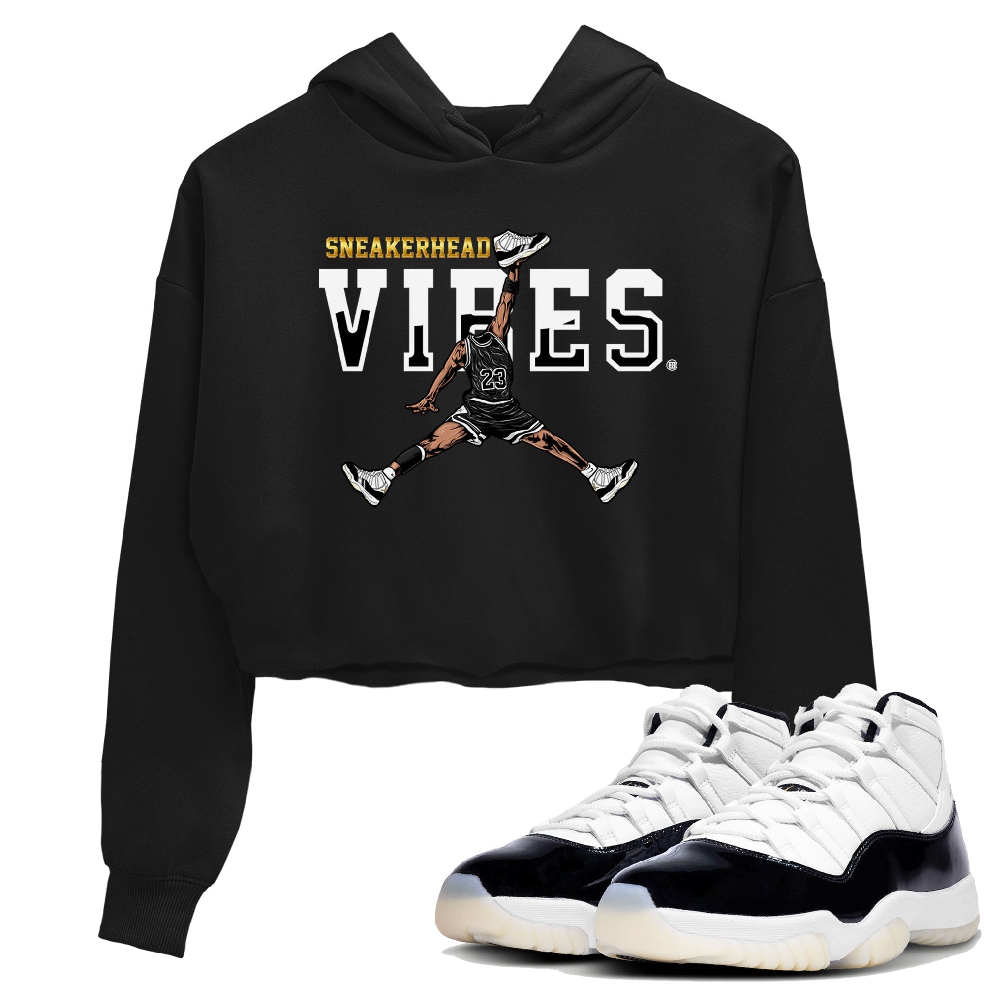 AJ11 Gratitude sneaker shirt to match jordans Sneakerhead Vibes sneaker tees Air Jordan 11 Gratitude Drip Gear Zone Black 1 Crop T-Shirt