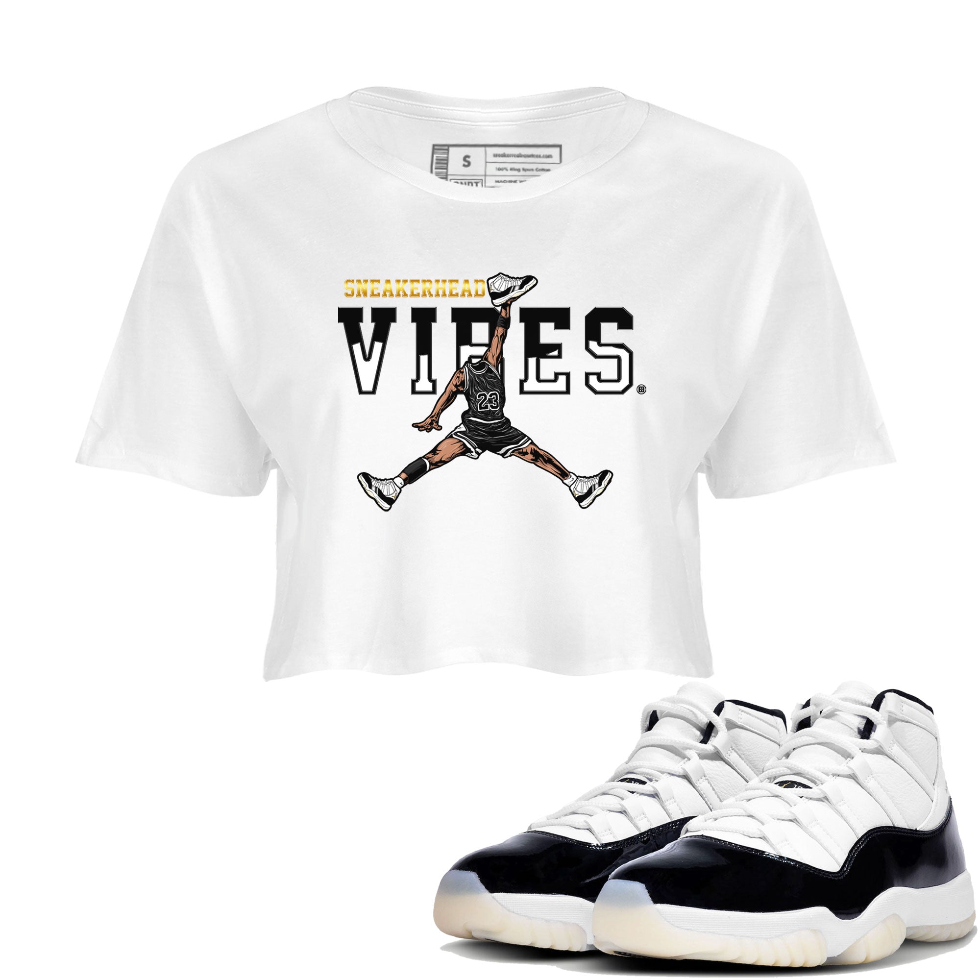 AJ11 Gratitude sneaker shirt to match jordans Sneakerhead Vibes sneaker tees Air Jordan 11 Gratitude Drip Gear Zone White 1 Crop T-Shirt