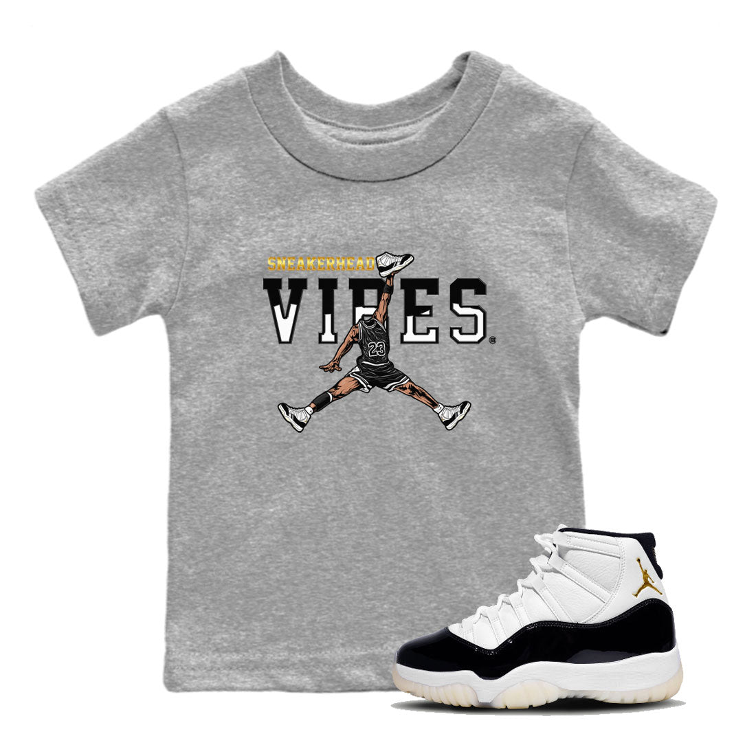 AJ11 Gratitude sneaker shirt to match jordans Sneakerhead Vibes sneaker tees Air Jordan 11 Gratitude Drip Gear Zone Baby Toddler Heather Grey 1 T-Shirt