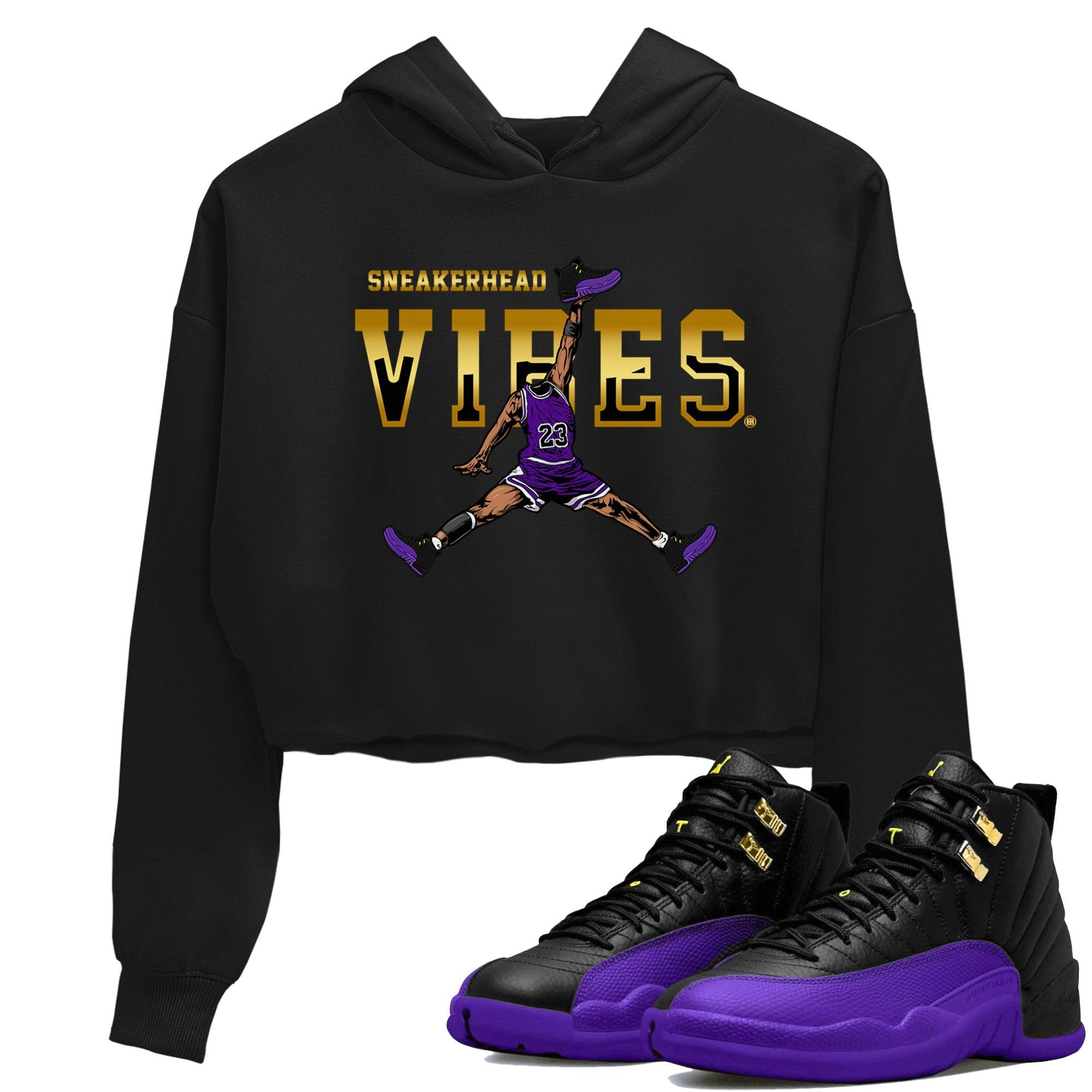 Air Jordan 12 Field Purple Sneaker Match Tees Sneakerhead Vibes Streetwear Sneaker Shirt AJ12 Field Purple Sneaker Release Tees Women's Shirts Black 1