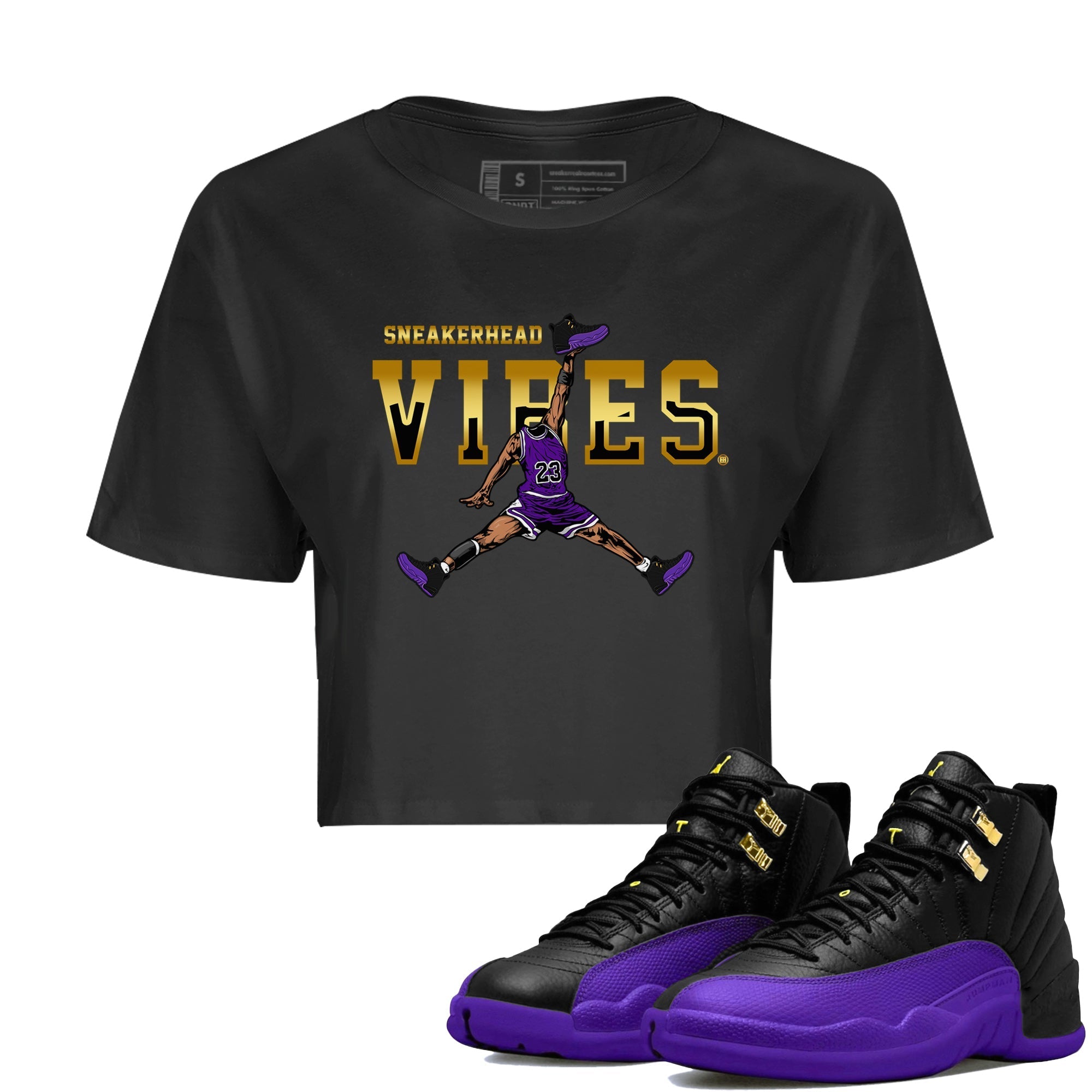 Air Jordan 12 Field Purple Sneaker Match Tees Sneakerhead Vibes Streetwear Sneaker Shirt AJ12 Field Purple Sneaker Release Tees Women's Shirts Black 1