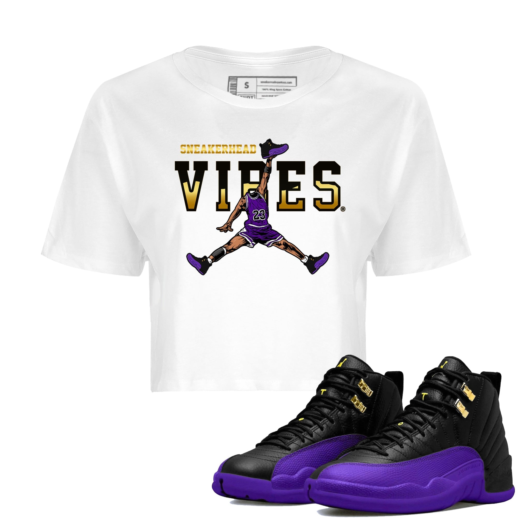 Air Jordan 12 Field Purple Sneaker Match Tees Sneakerhead Vibes Streetwear Sneaker Shirt AJ12 Field Purple Sneaker Release Tees Women's Shirts White 1