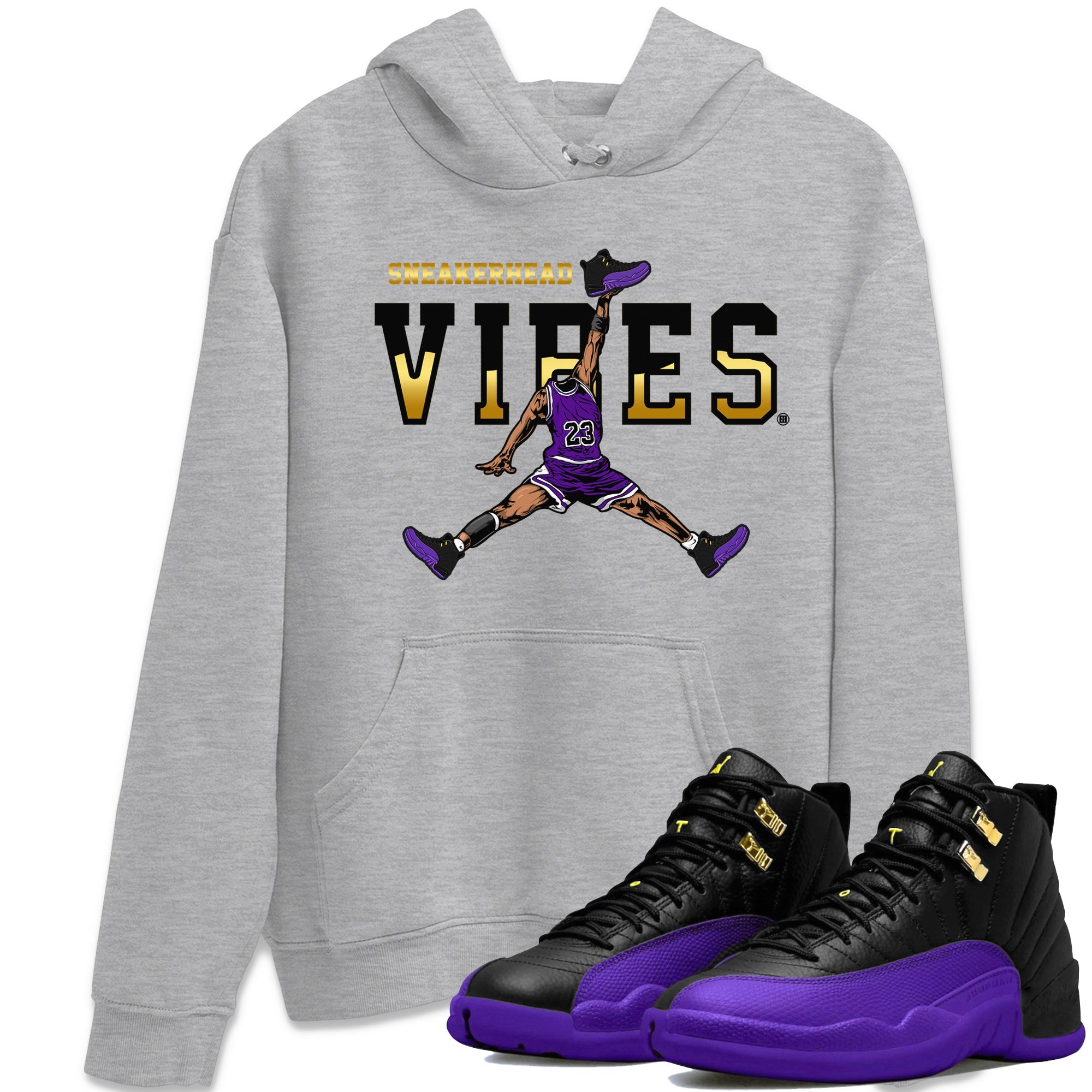 Air Jordan 12 Field Purple Sneaker Match Tees Sneakerhead Vibes Streetwear Sneaker Shirt AJ12 Field Purple Sneaker Release Tees Unisex Shirts Heather Grey 1