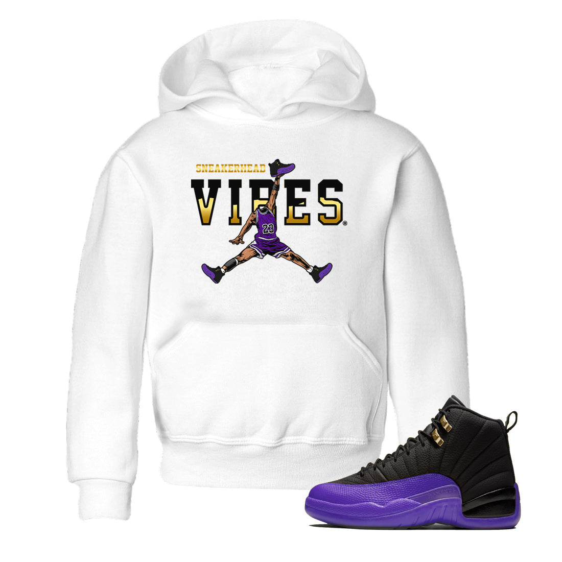Air Jordan 12 Field Purple Sneaker Match Tees Sneakerhead Vibes Streetwear Sneaker Shirt AJ12 Field Purple Sneaker Release Tees Kids Shirts White 1