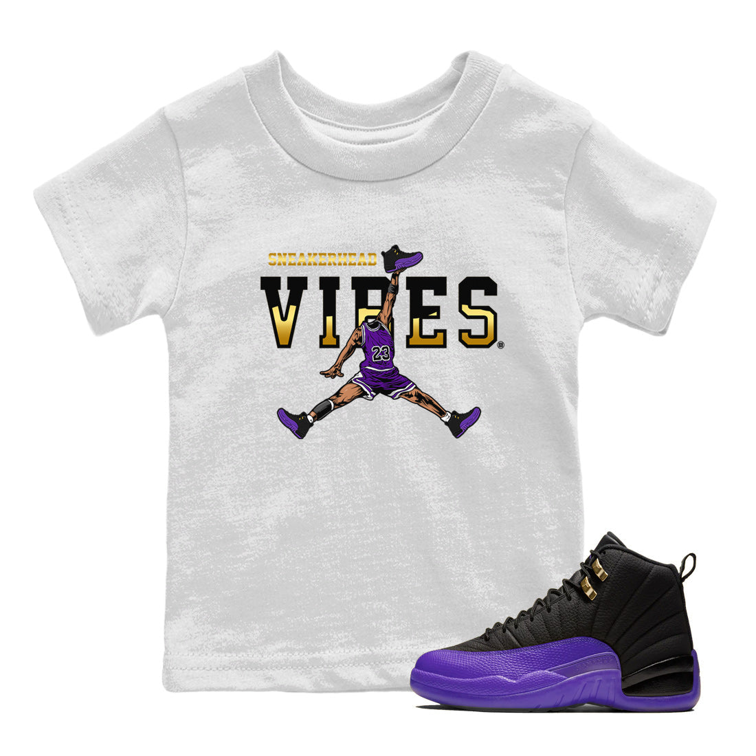 Air Jordan 12 Field Purple Sneaker Match Tees Sneakerhead Vibes Streetwear Sneaker Shirt AJ12 Field Purple Sneaker Release Tees Kids Shirts White 1