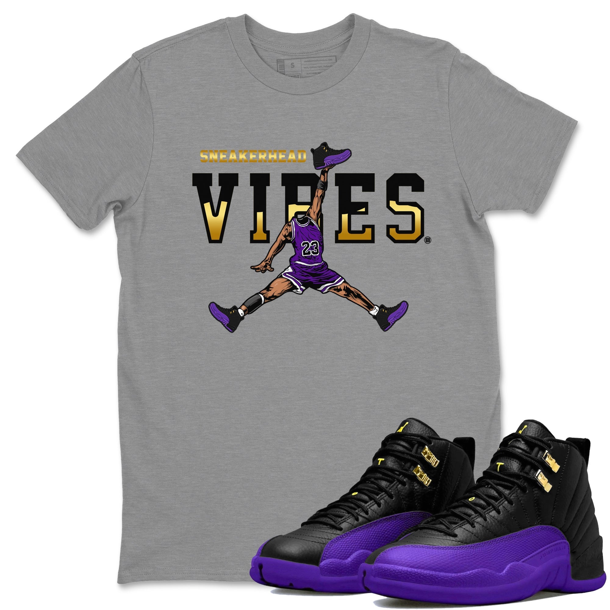 Air Jordan 12 Field Purple Sneaker Match Tees Sneakerhead Vibes Streetwear Sneaker Shirt AJ12 Field Purple Sneaker Release Tees Unisex Shirts Heather Grey 1