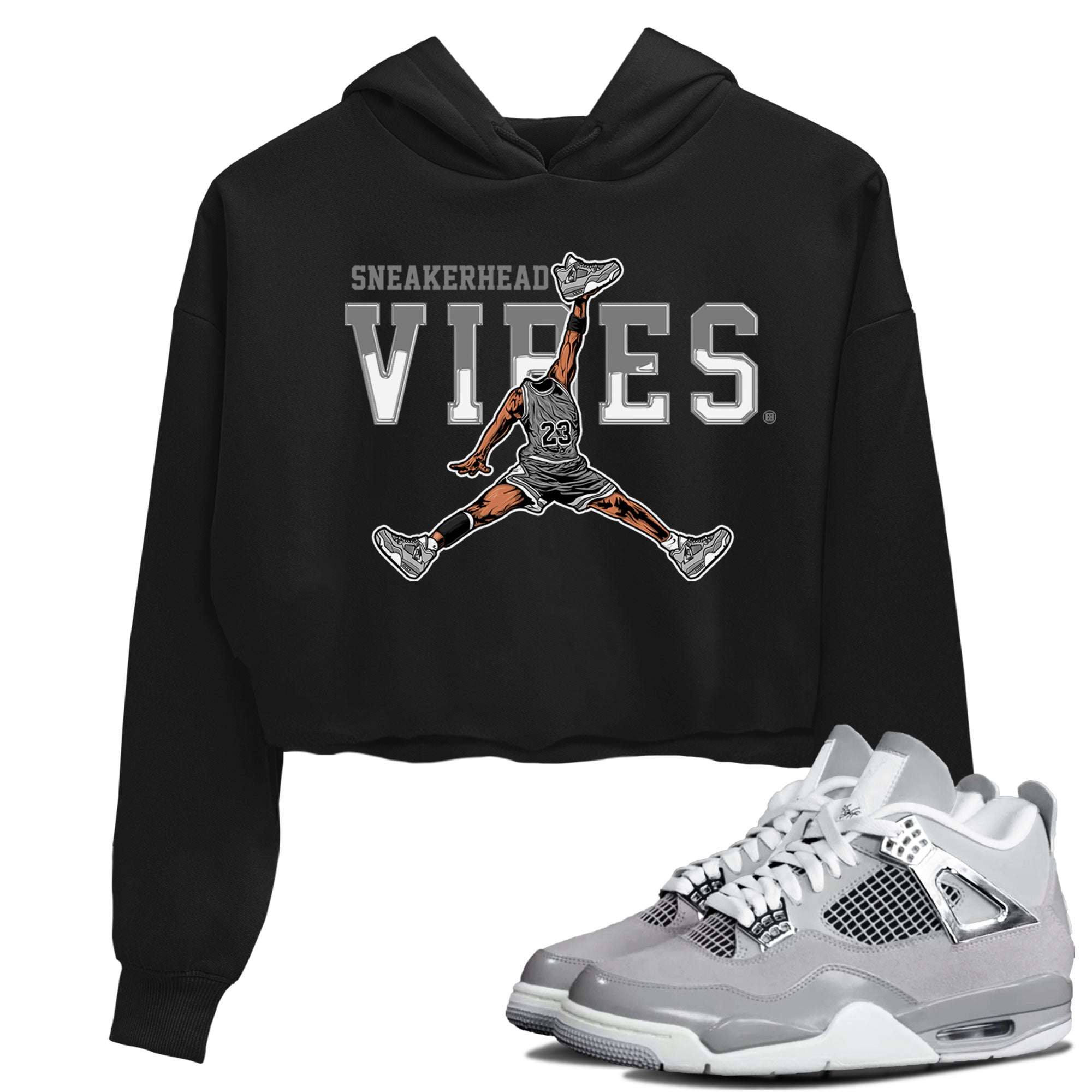 Air Jordan 4 Retro Frozen Moments shirt to match jordans Sneakerhead Vibes Streetwear Sneaker Shirt Air Jordan 4 Frozen Moments Drip Gear Zone Sneaker Matching Clothing Black 1 Crop T-Shirt