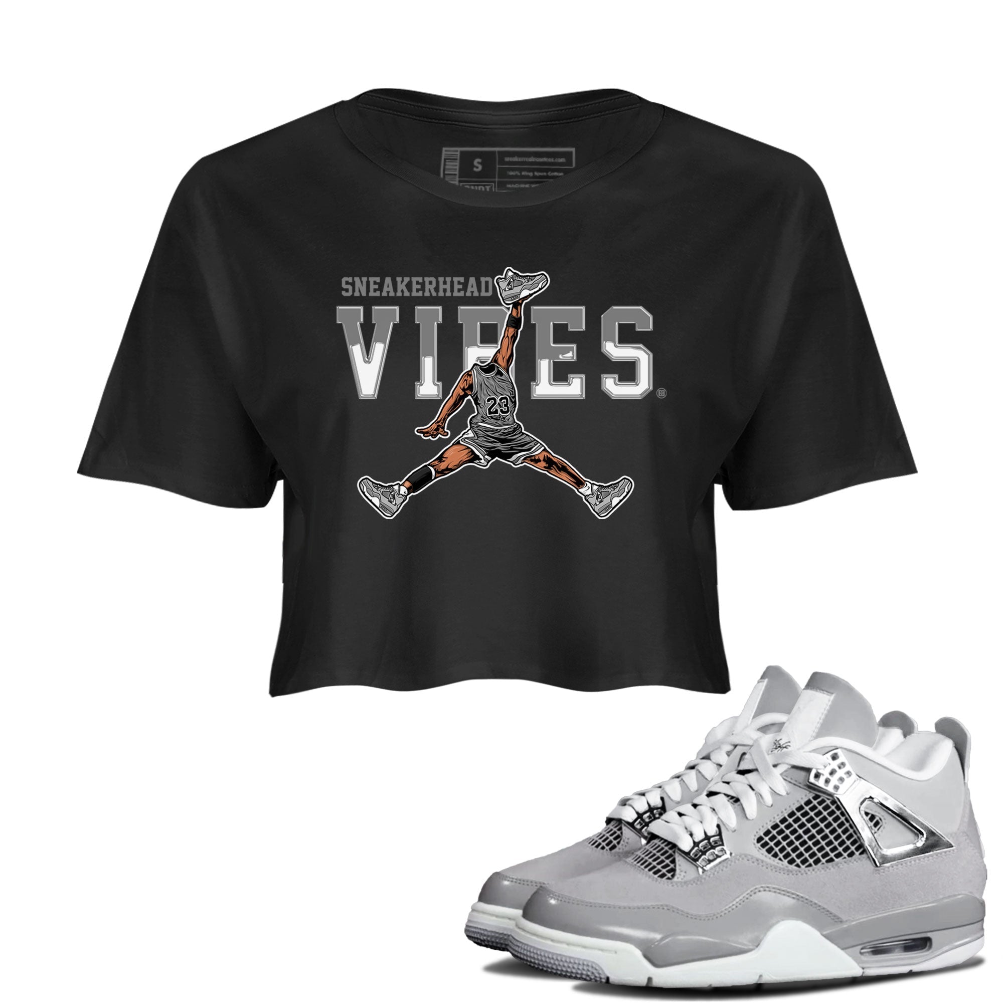 Air Jordan 4 Retro Frozen Moments shirt to match jordans Sneakerhead Vibes Streetwear Sneaker Shirt Air Jordan 4 Frozen Moments Drip Gear Zone Sneaker Matching Clothing Black 1 Crop T-Shirt