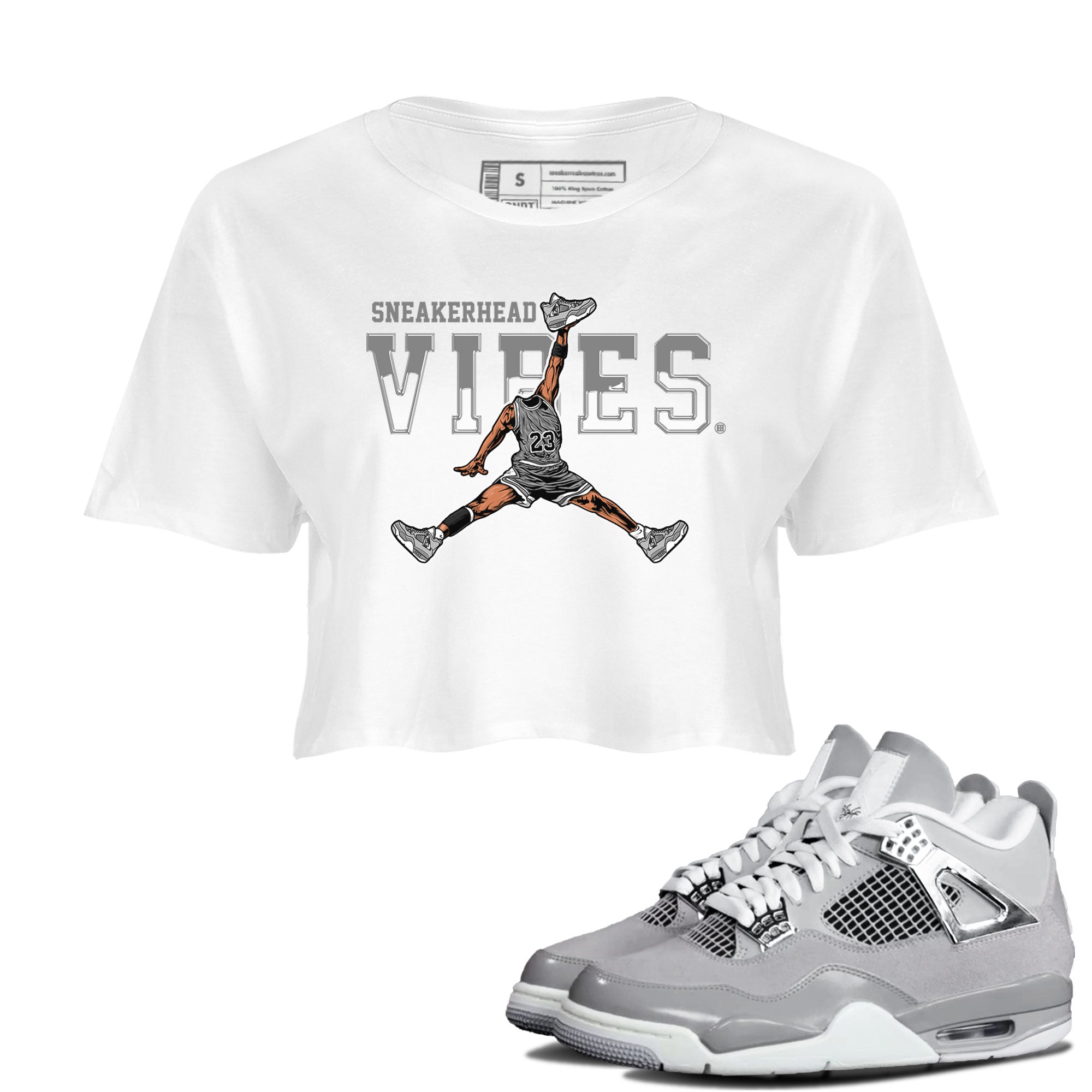 Air Jordan 4 Retro Frozen Moments shirt to match jordans Sneakerhead Vibes Streetwear Sneaker Shirt Air Jordan 4 Frozen Moments Drip Gear Zone Sneaker Matching Clothing White 1 Crop T-Shirt