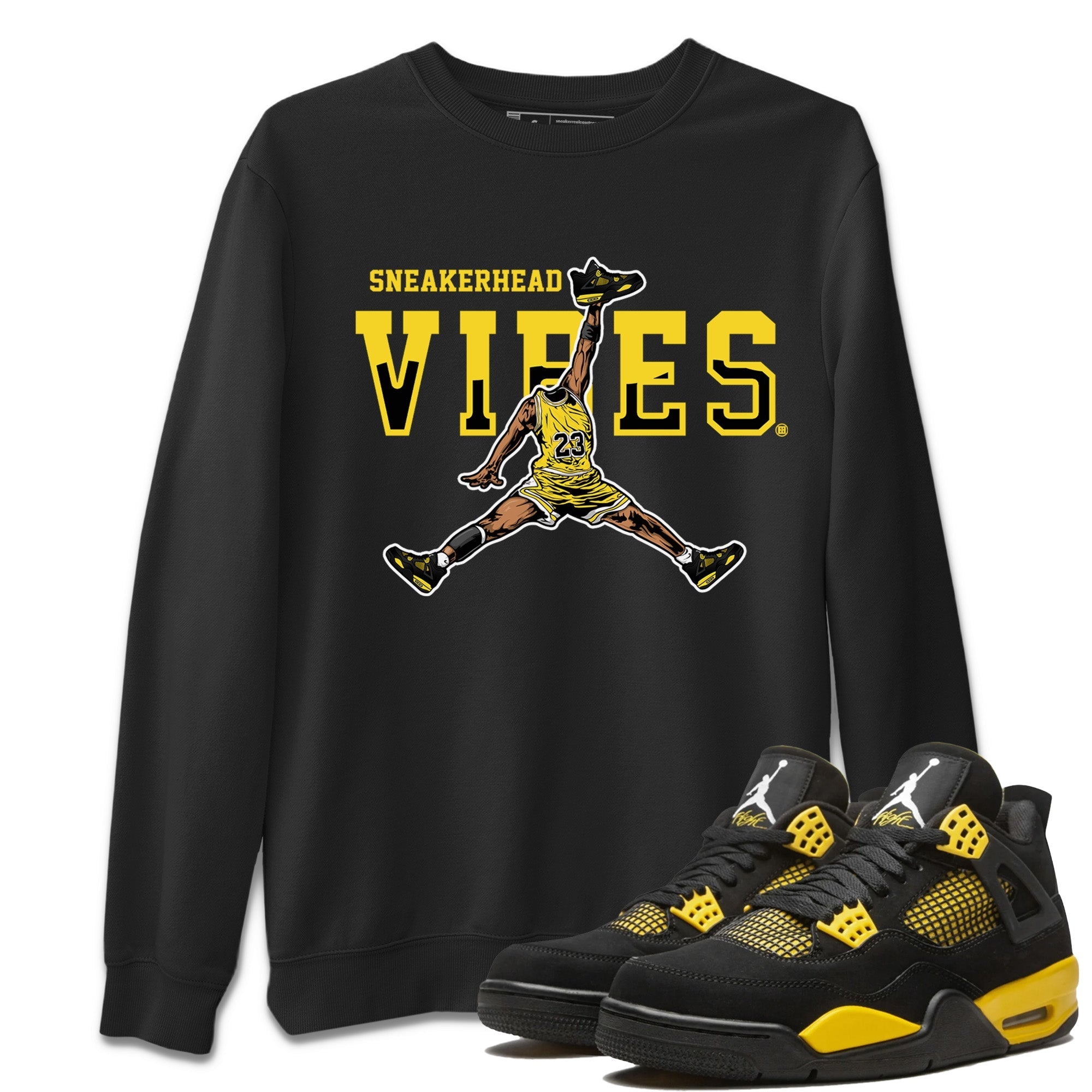 Air Jordan 4 Thunder Sneaker Match Tees Sneakerhead Vibes Streetwear Sneaker Shirt Air Jordan 4 Retro Thunder Sneaker Release Tees Unisex Shirts Black 1