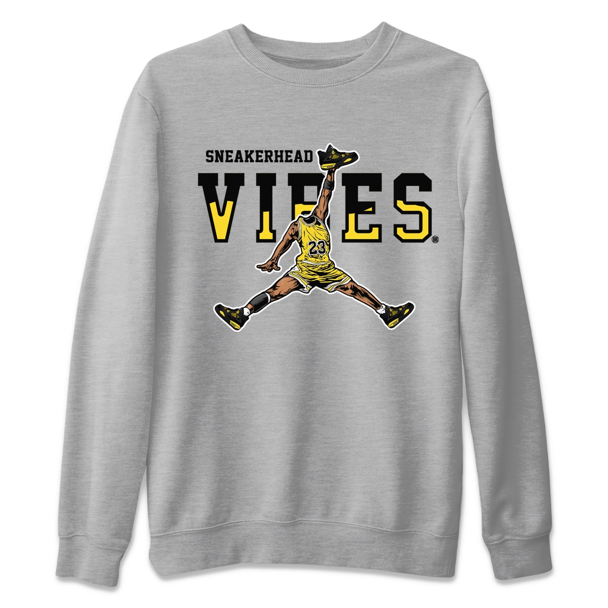 Air Jordan 4 Thunder Sneaker Match Tees Sneakerhead Vibes Streetwear Sneaker Shirt Air Jordan 4 Retro Thunder Sneaker Release Tees Unisex Shirts Heather Grey 2