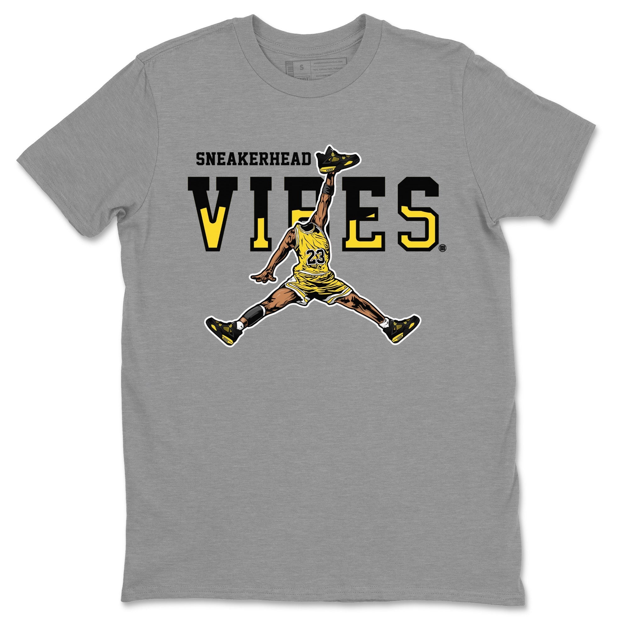 Air Jordan 4 Thunder Sneaker Match Tees Sneakerhead Vibes Streetwear Sneaker Shirt Air Jordan 4 Retro Thunder Sneaker Release Tees Unisex Shirts Heather Grey 2