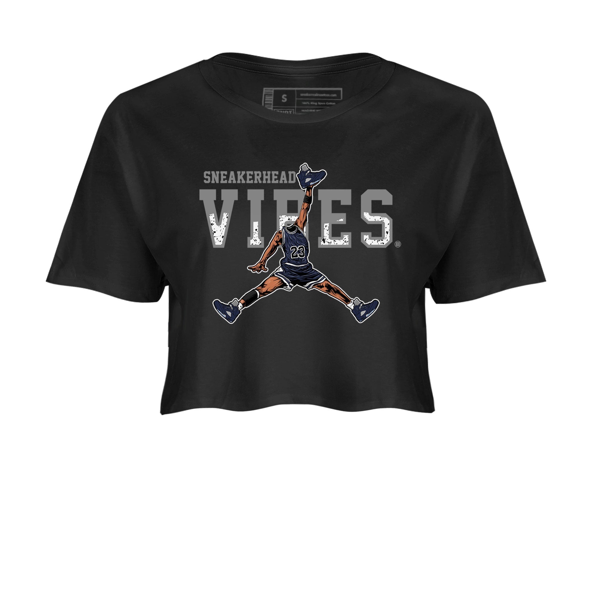 Georgetown 5s shirt to match jordans Sneakerhead Vibes Streetwear Sneaker Shirt Air Jordan 5 Retro Georgetown Drip Gear Zone Sneaker Matching Clothing Black 2 Crop T-Shirt