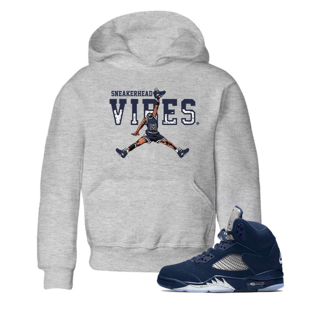 Georgetown 5s shirt to match jordans Sneakerhead Vibes Streetwear Sneaker Shirt Air Jordan 5 Retro Georgetown Drip Gear Zone Sneaker Matching Clothing Baby Toddler Heather Grey 1 T-Shirt