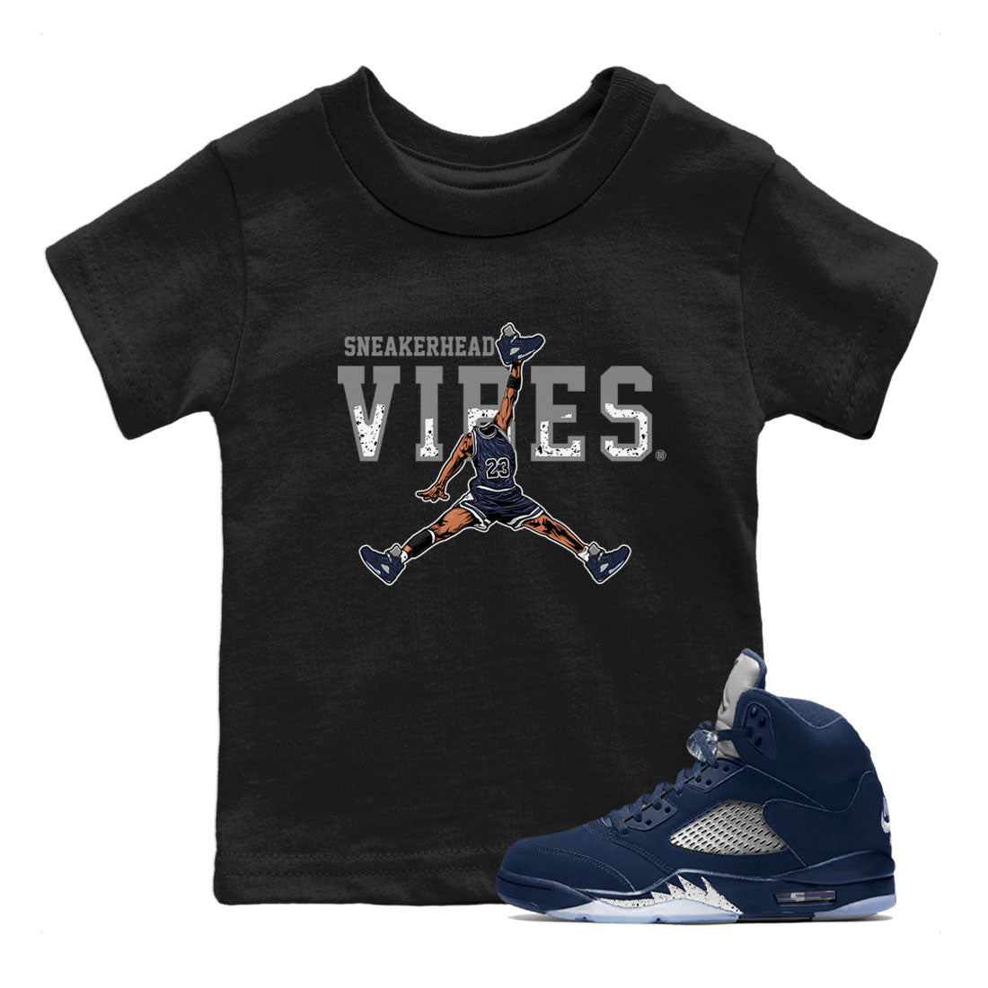Georgetown 5s shirt to match jordans Sneakerhead Vibes Streetwear Sneaker Shirt Air Jordan 5 Retro Georgetown Drip Gear Zone Sneaker Matching Clothing Baby Toddler Black 1 T-Shirt