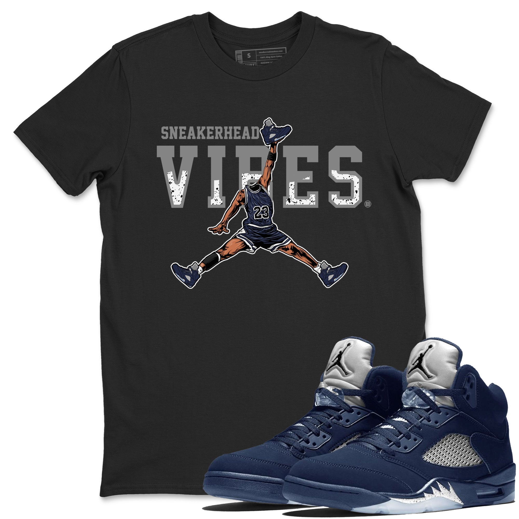Georgetown 5s shirt to match jordans Sneakerhead Vibes Streetwear Sneaker Shirt Air Jordan 5 Retro Georgetown Drip Gear Zone Sneaker Matching Clothing Unisex Black 1 T-Shirt