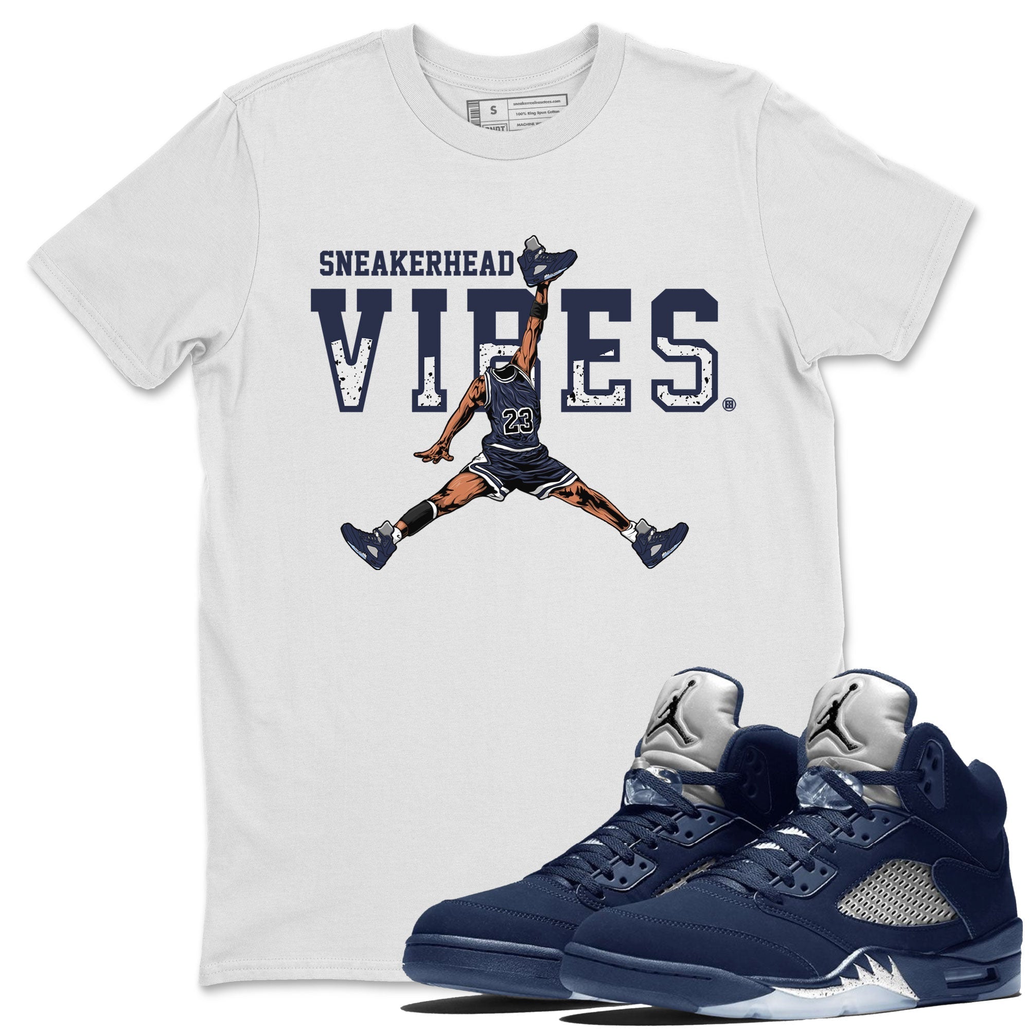 Georgetown 5s shirt to match jordans Sneakerhead Vibes Streetwear Sneaker Shirt Air Jordan 5 Retro Georgetown Drip Gear Zone Sneaker Matching Clothing Unisex White 1 T-Shirt