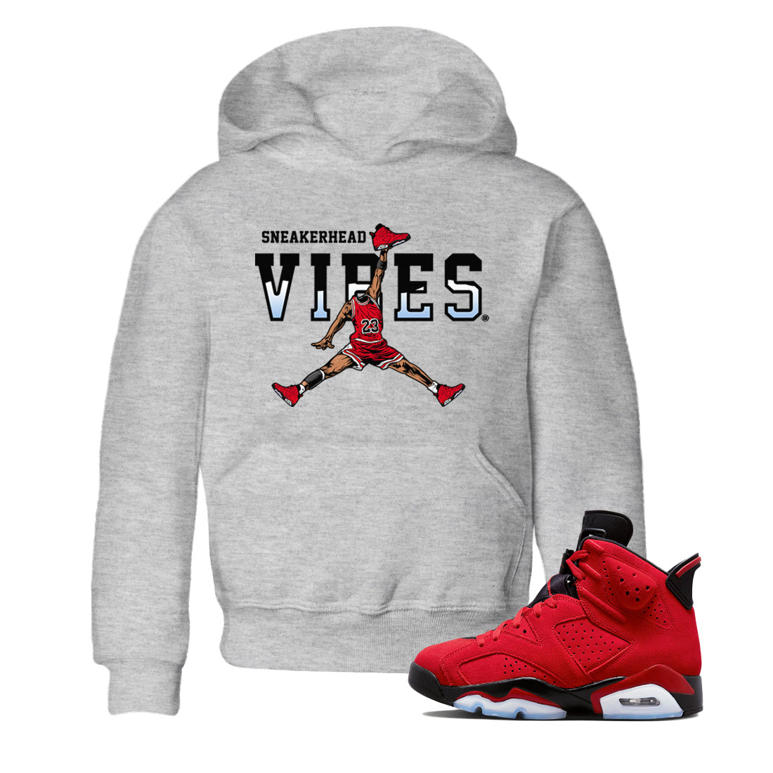Air Jordan 6 Toro Bravo Sneaker Match Tees Sneakerhead Vibes Streetwear Sneaker Shirt Air Jordan 6 Toro Sneaker Release Tees Kids Shirts Heather Grey 1