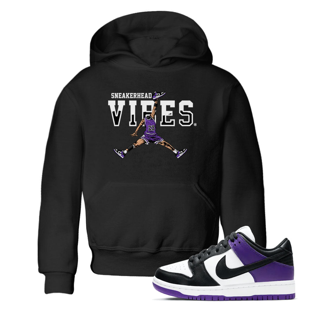 Sneakerhead Vibes sneaker match tees to Court Purple Dunks street fashion brand for shirts to match Jordans Drip Gear Zone Dunk Low Court Purple unisex t-shirt Black 1 youth shirt