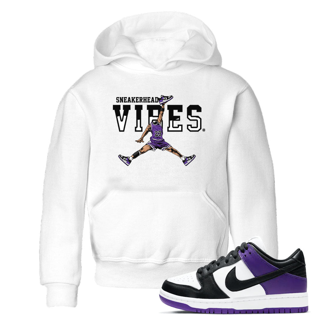Sneakerhead Vibes sneaker match tees to Court Purple Dunks street fashion brand for shirts to match Jordans Drip Gear Zone Dunk Low Court Purple unisex t-shirt White 1 youth shirt