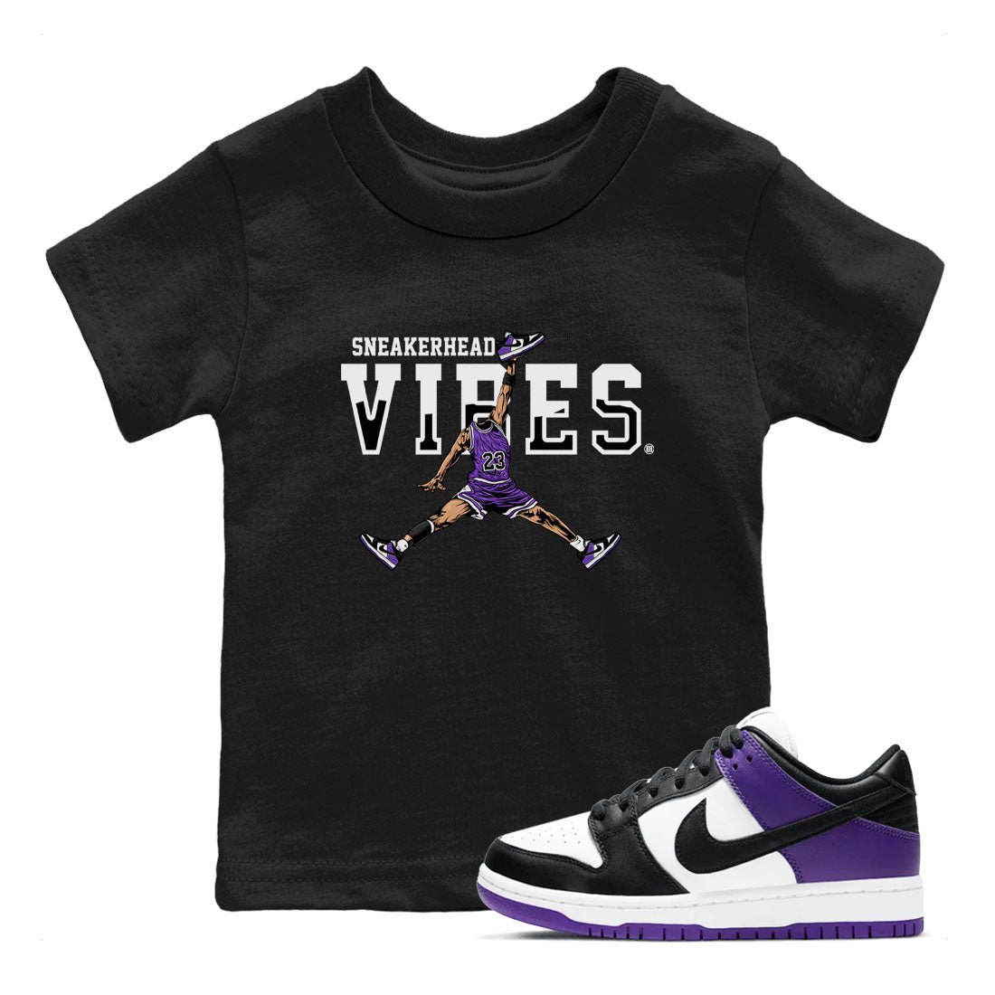 Sneakerhead Vibes sneaker match tees to Court Purple Dunks street fashion brand for shirts to match Jordans Drip Gear Zone Dunk Low Court Purple unisex t-shirt Black 1 youth shirt