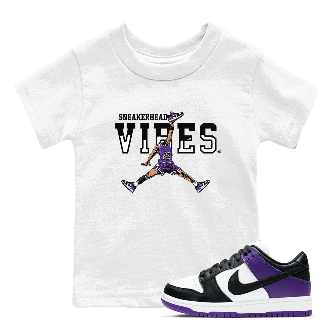 Sneakerhead Vibes sneaker match tees to Court Purple Dunks street fashion brand for shirts to match Jordans Drip Gear Zone Dunk Low Court Purple unisex t-shirt White 1 youth shirt