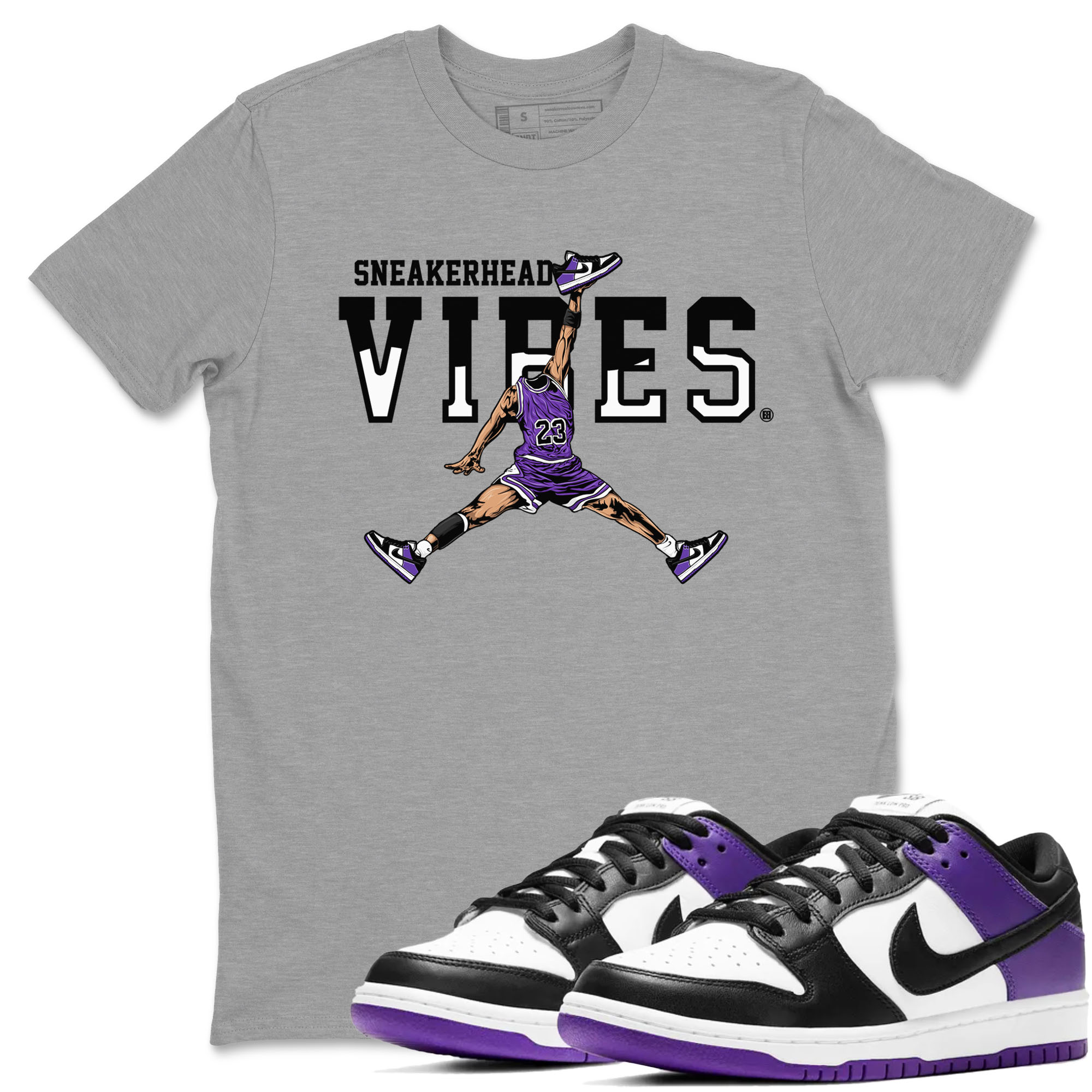 Sneakerhead Vibes sneaker match tees to Court Purple Dunks street fashion brand for shirts to match Jordans Drip Gear Zone Dunk Low Court Purple unisex t-shirt Heather Grey 1 unisex shirt