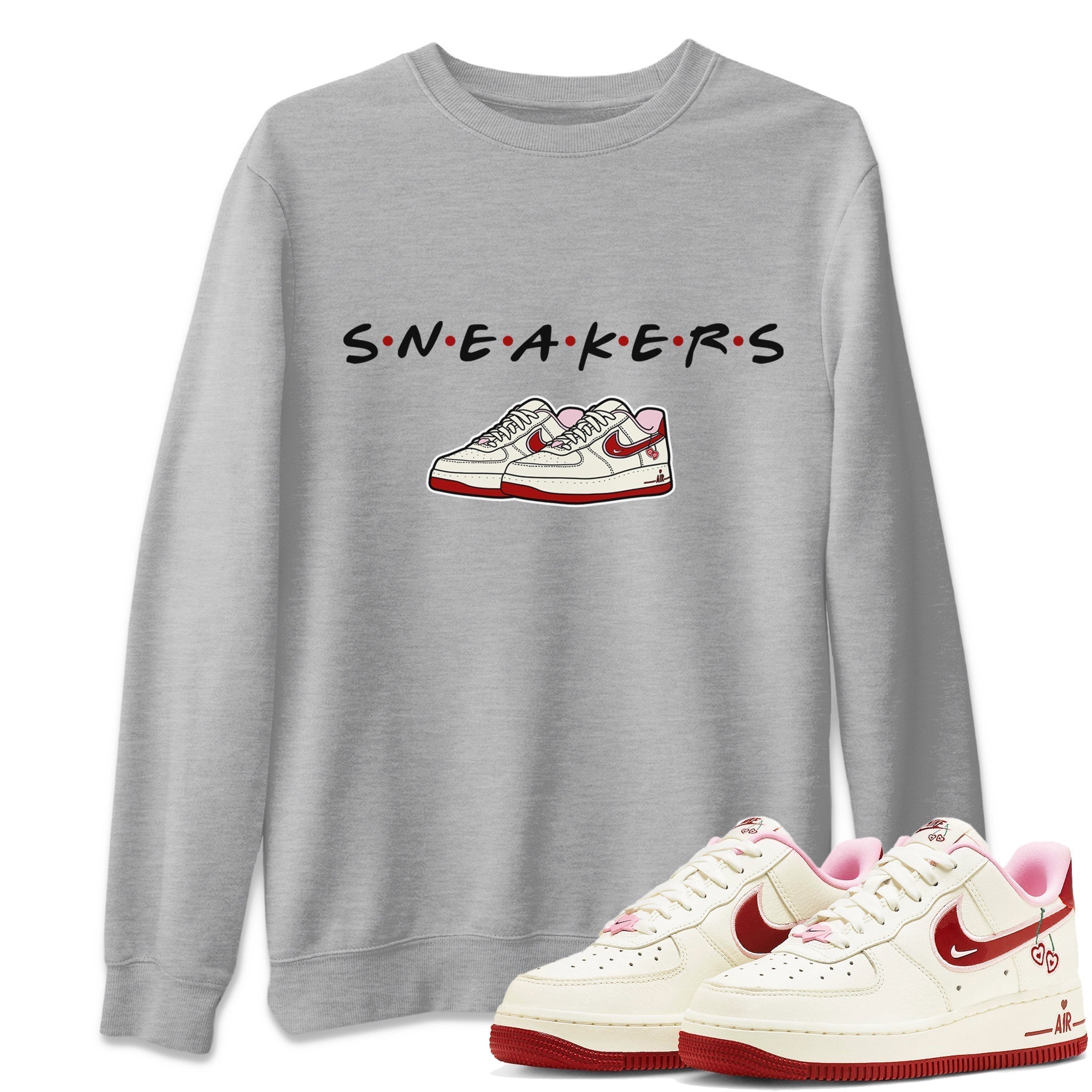 Air Force 1 Valentines Day Sneaker Match Tees Sneakers Sneaker Tees Air Force 1 Valentines Day Jordan to match sneaker T-Shirt Crew Neck Shirts