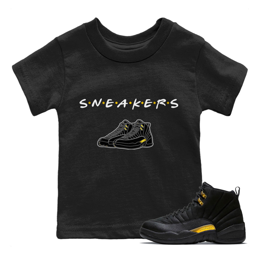 Jordan 12 Black Taxi Sneaker Matching T-Shirt Sneakers Sneaker Tees Jordan 12 Black Taxi Sneaker Release Tees Kids Shirts