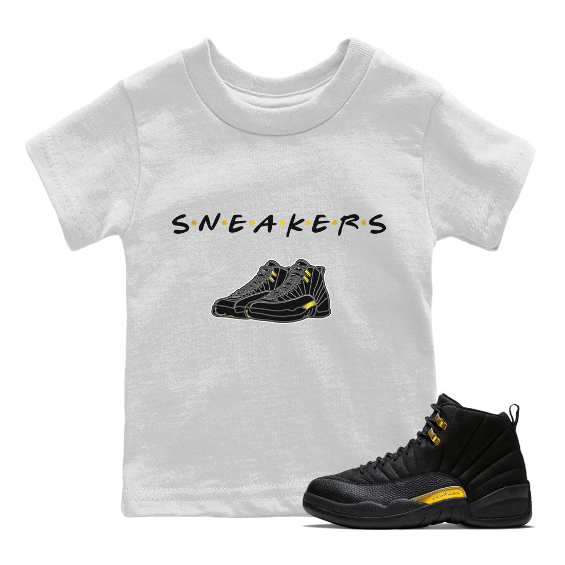 Jordan 12 Black Taxi Sneaker Matching T-Shirt Sneakers Sneaker Tees Jordan 12 Black Taxi Sneaker Release Tees Kids Shirts