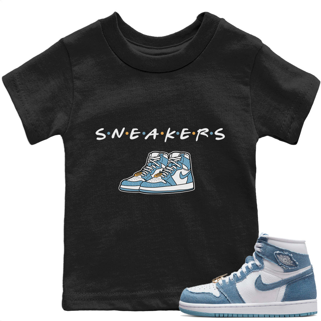 Jordan 1 Denim Sneaker Matching T-Shirt Sneakers Sneaker Tees Jordan 1 Denim Sneaker Release Tees Kids Shirts