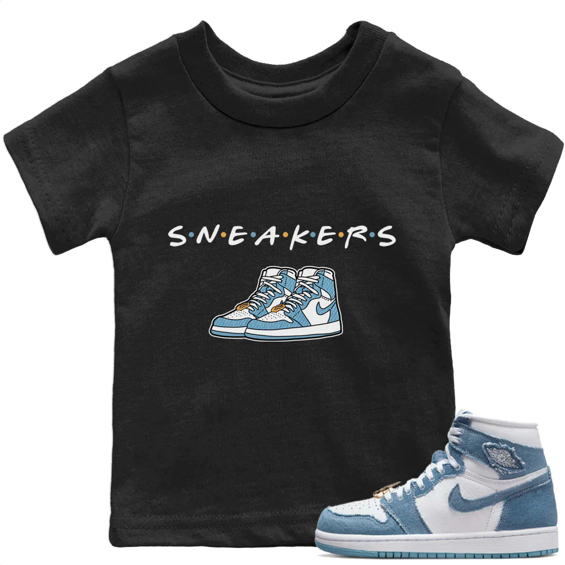 Jordan 1 Denim Sneaker Matching T-Shirt Sneakers Sneaker Tees Jordan 1 Denim Sneaker Release Tees Kids Shirts